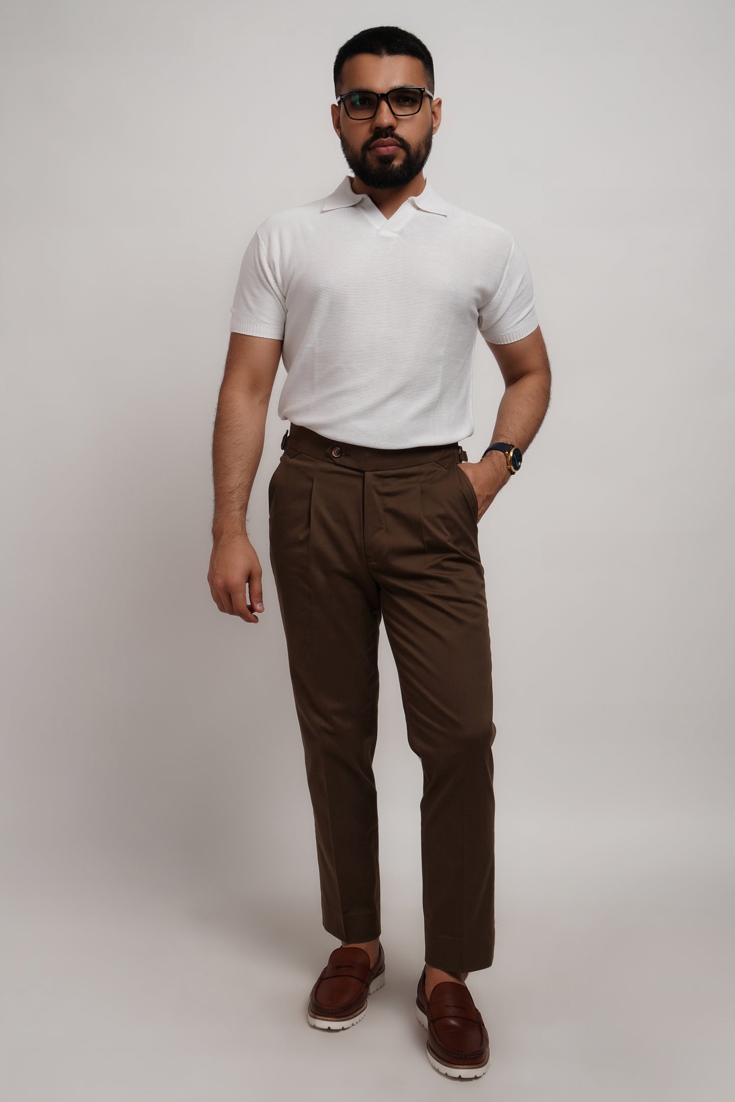 Ivory Bamboo Knitted Polo