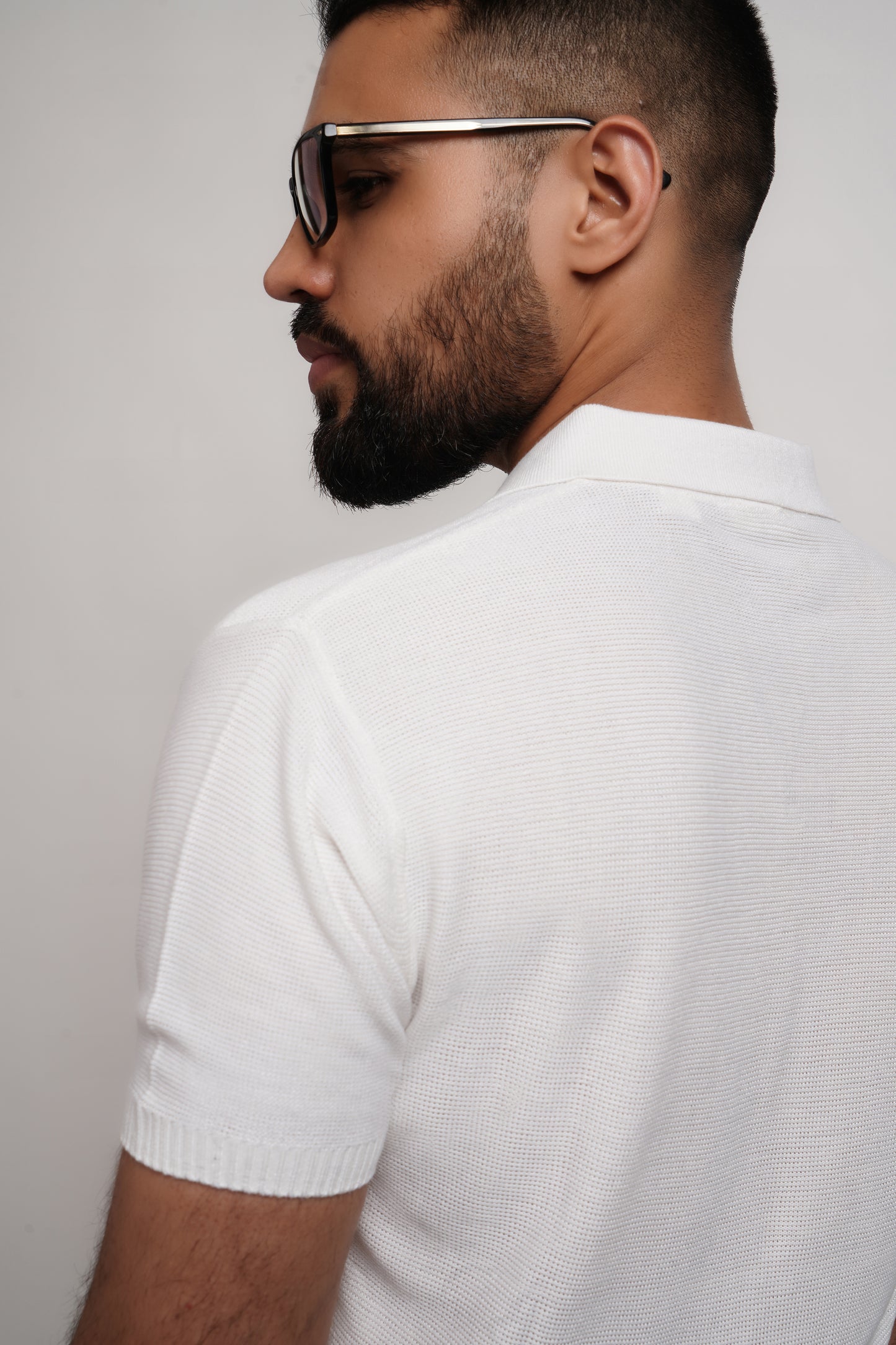 Ivory Bamboo Knitted Polo