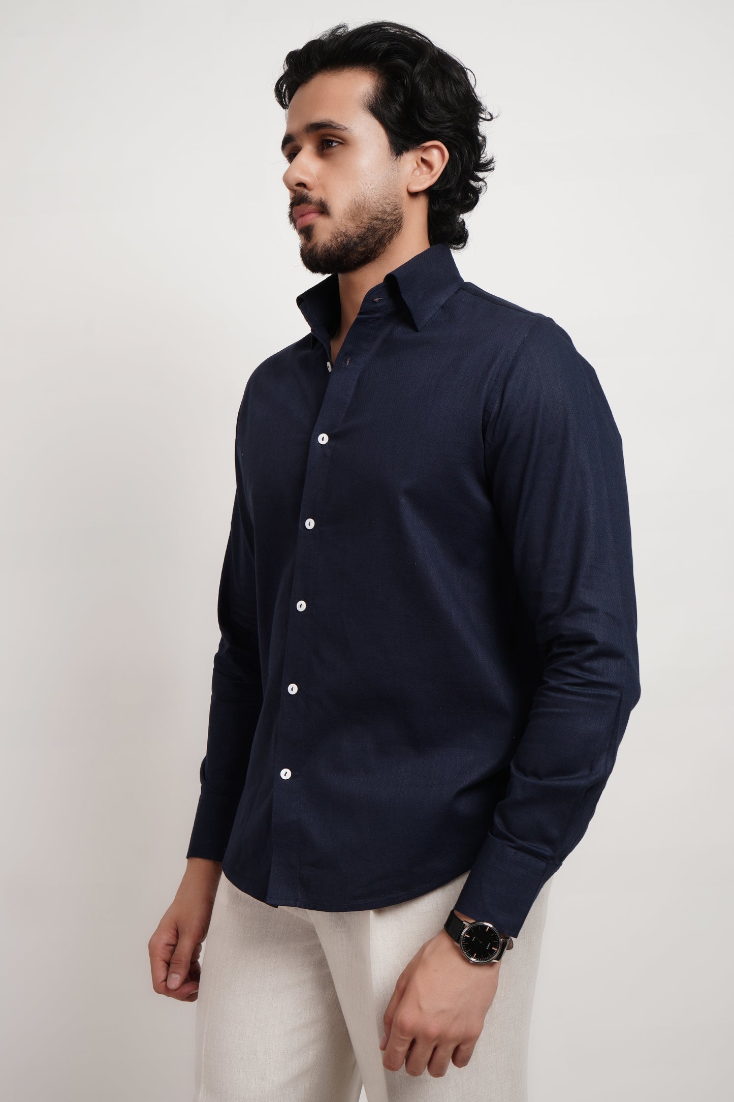 Navy Blue Dobby Classic Shirt