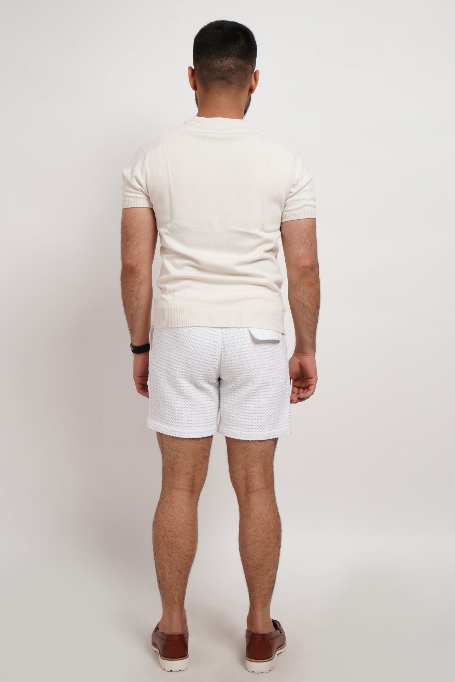 Ivory Bamboo Cotton Crewneck Knitted T-shirt