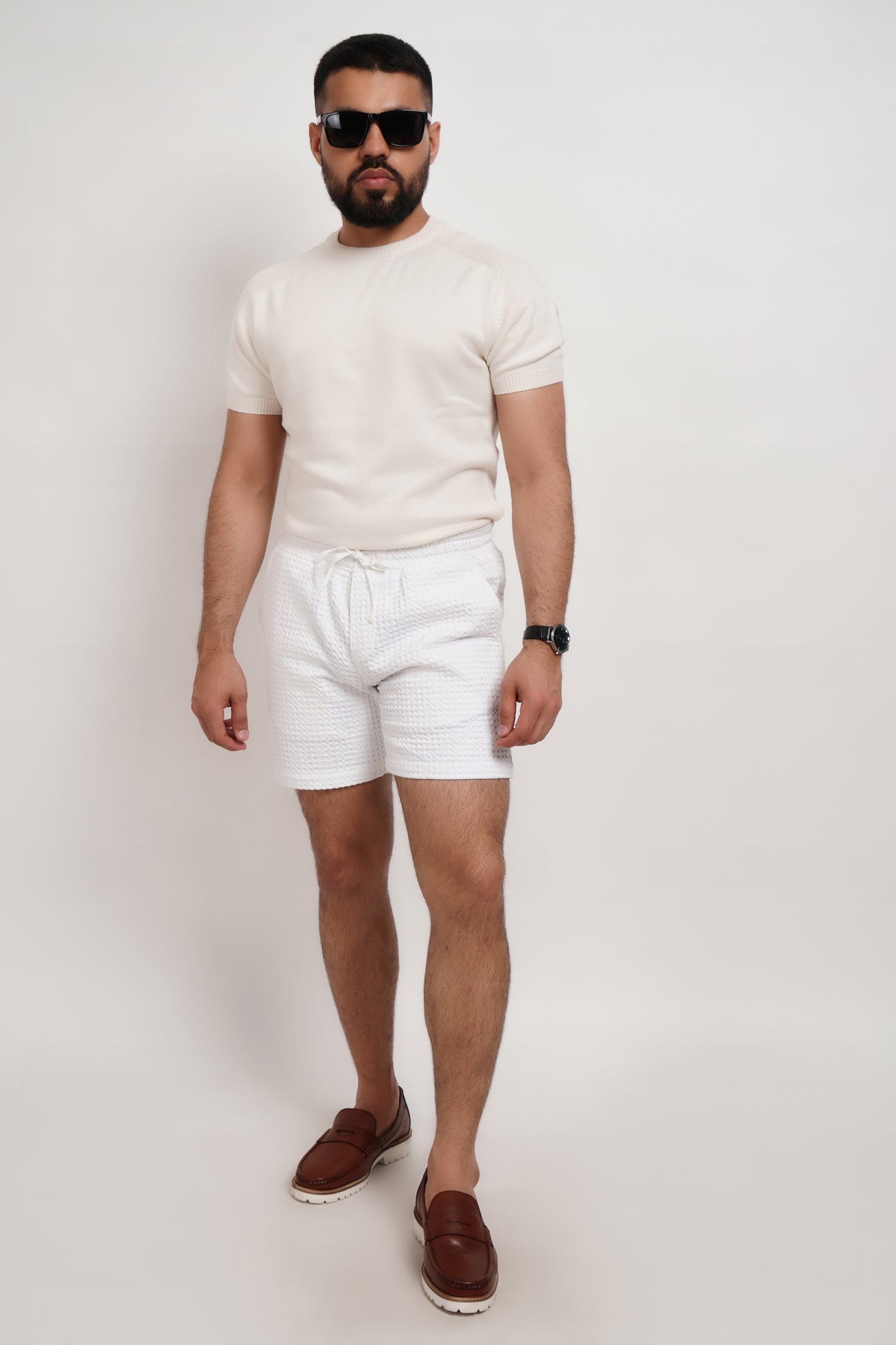 Ivory Bamboo Cotton Crewneck Knitted T-shirt