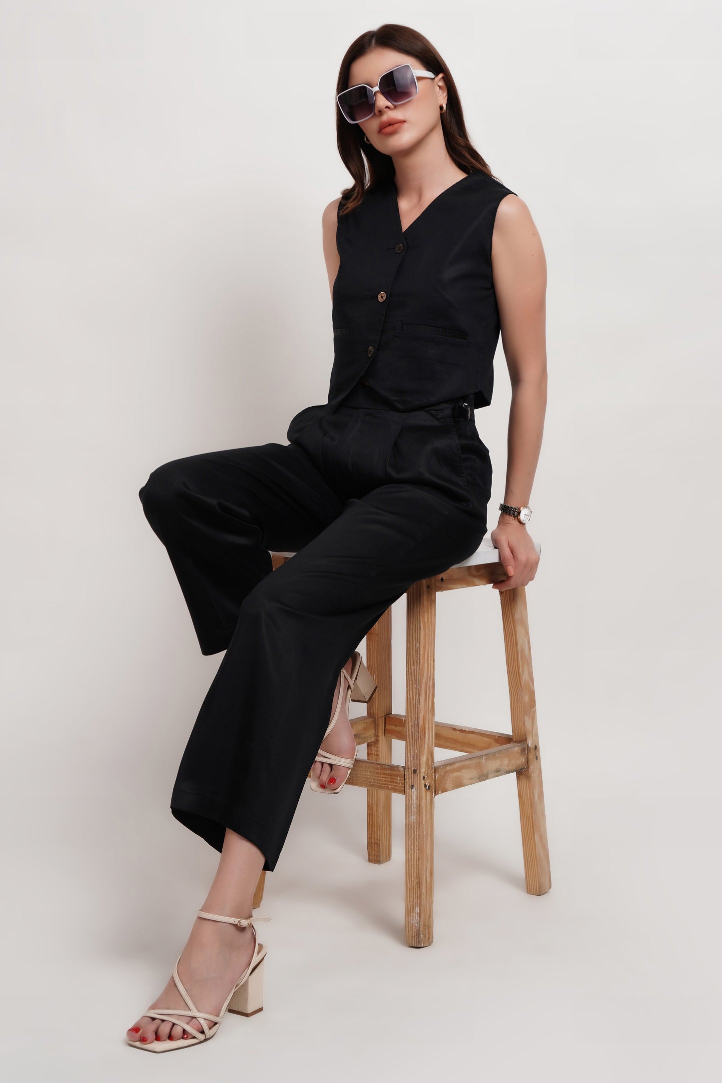 Black Tencel Italian Wide Leg Pants