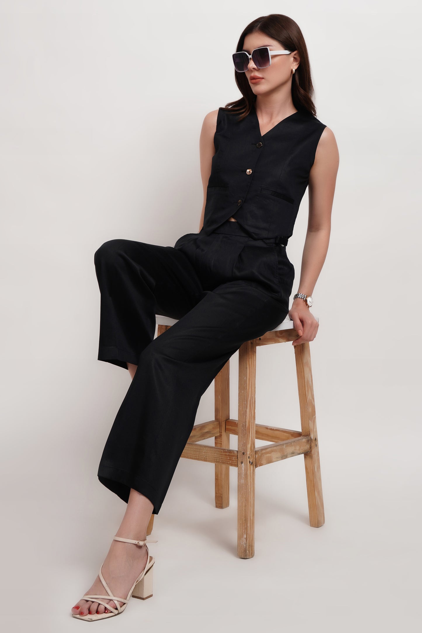 Black Tencel Italian Wide Leg Pants