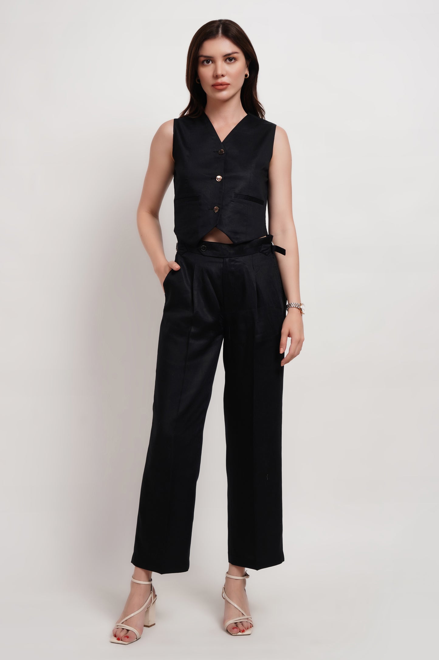Black Tencel Italian Wide Leg Pants
