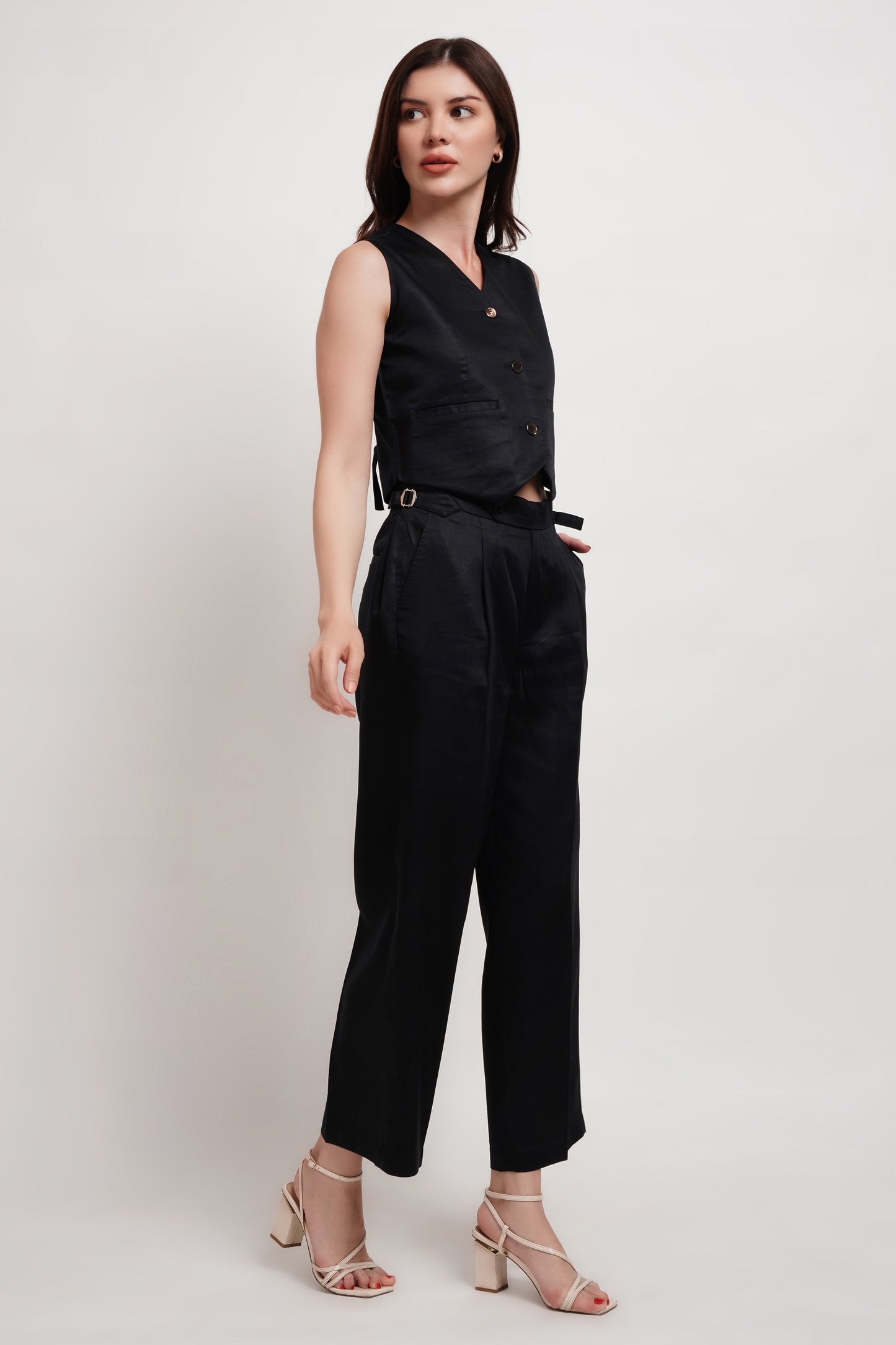 Black Tencel Italian Wide Leg Pants