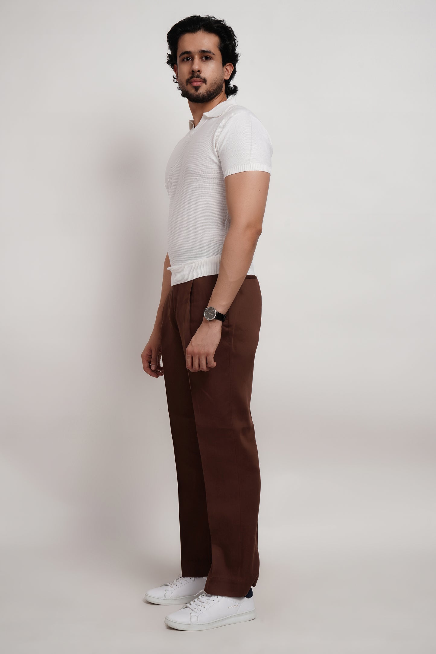 Ivory Bamboo Knitted Polo