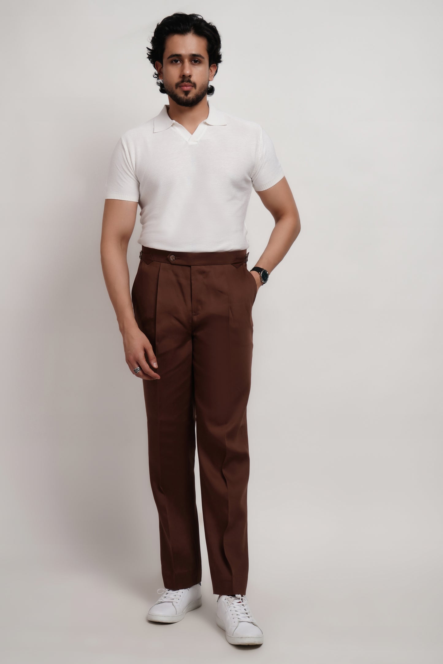 Ivory Bamboo Knitted Polo