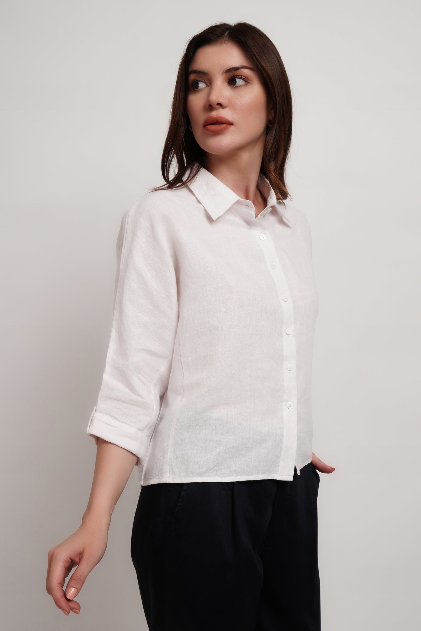 Pink Linen Crop Kimono Shirt