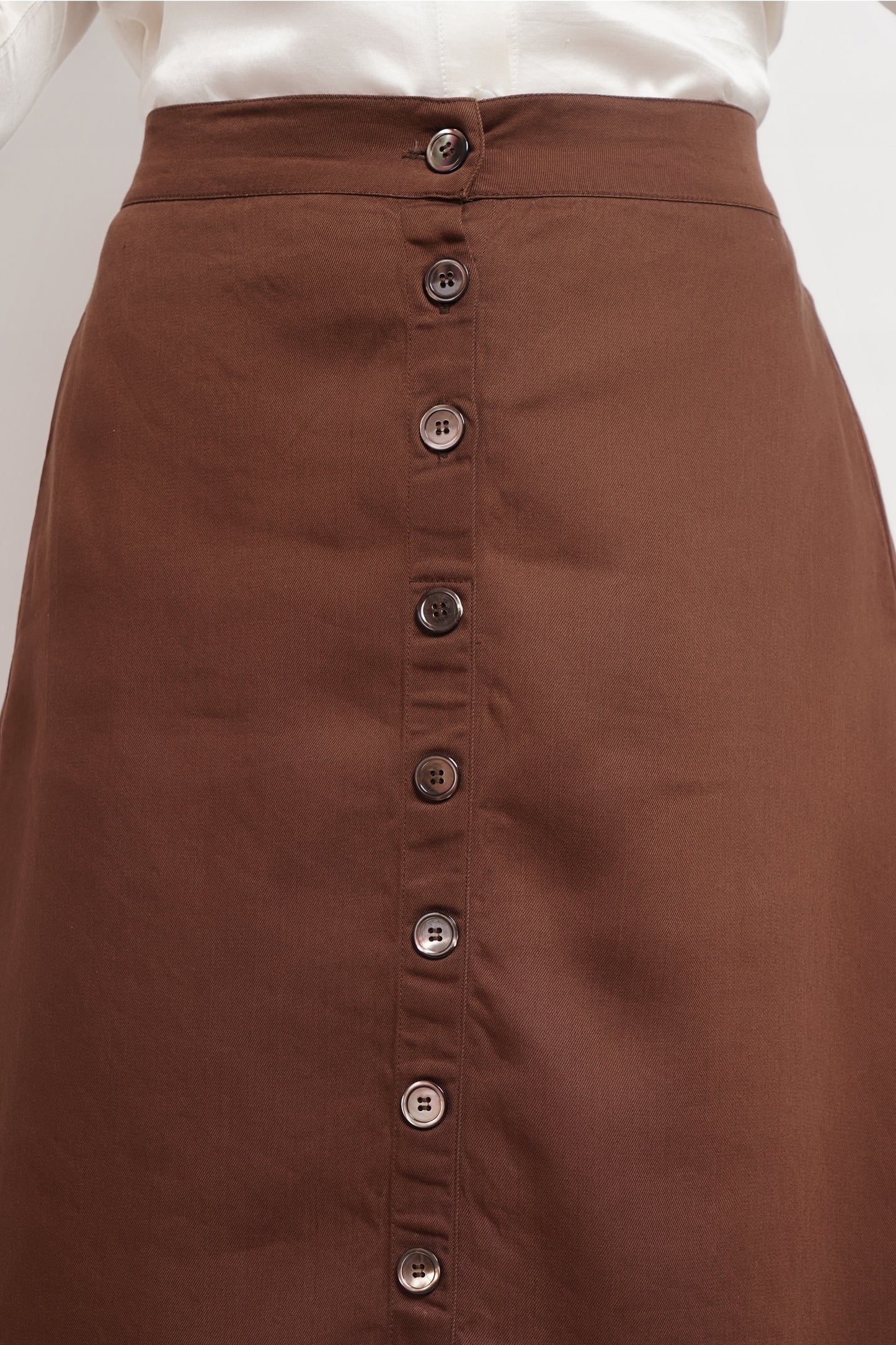 Brown Tencel Buttondown Skirt