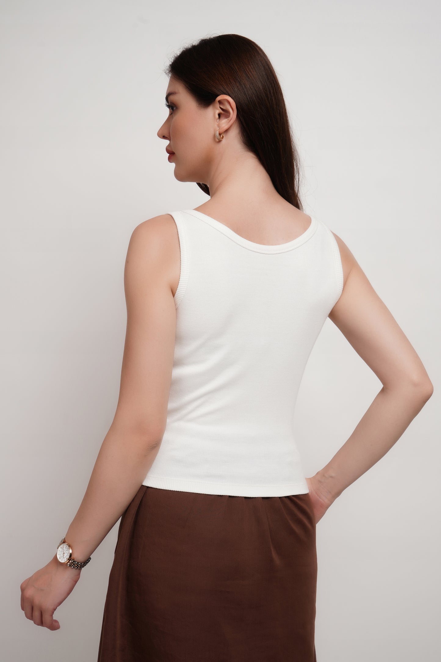 White Bamboo Ribbed Tank Top