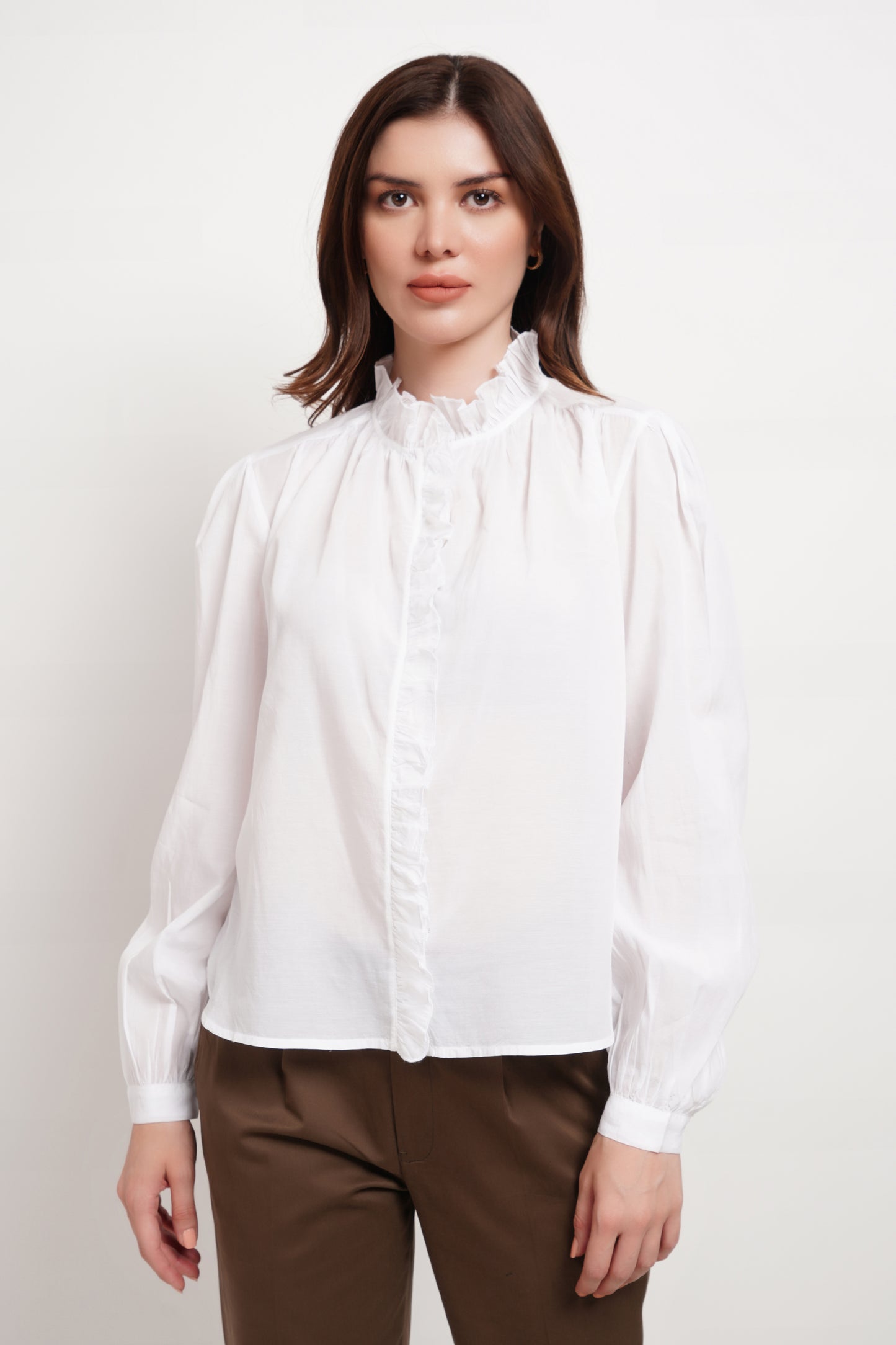 Sheer White Ruffle Shirt