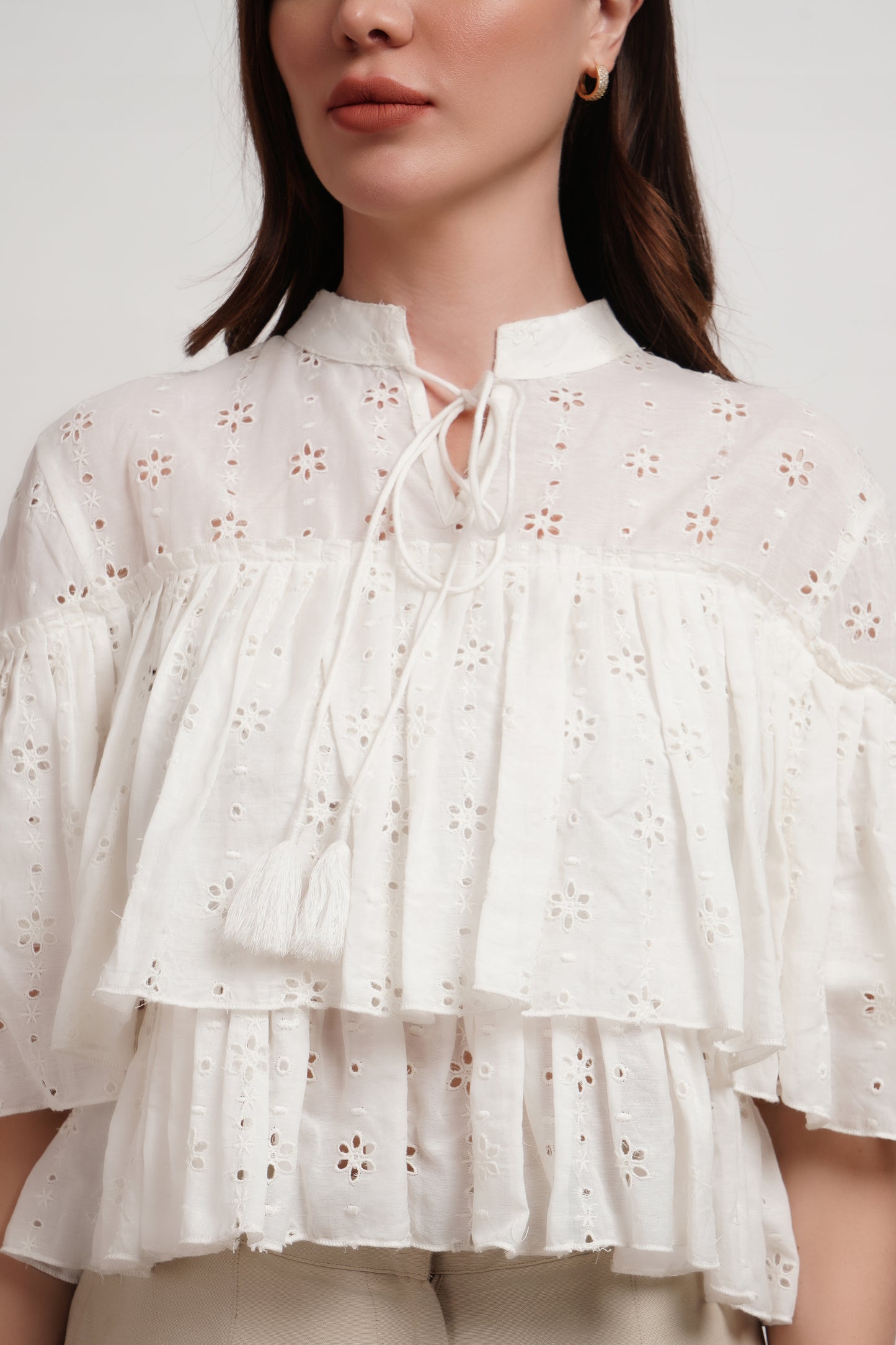 Eyelet Schiffli Butter Cream Top