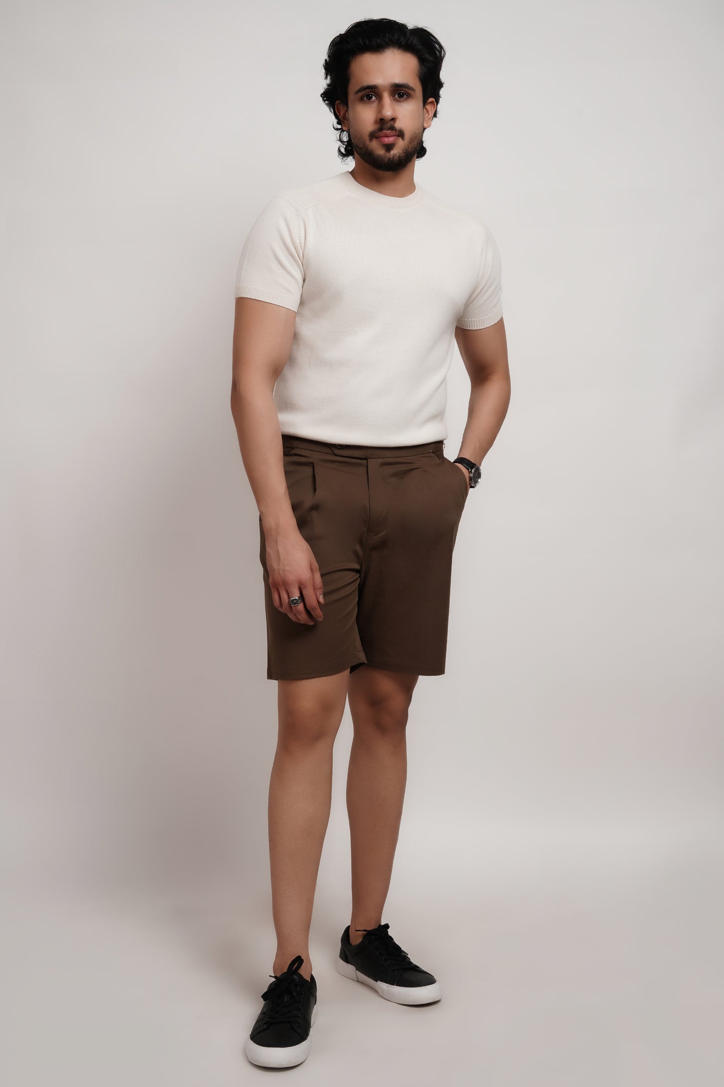 Ivory Bamboo Cotton Crewneck Knitted T-shirt