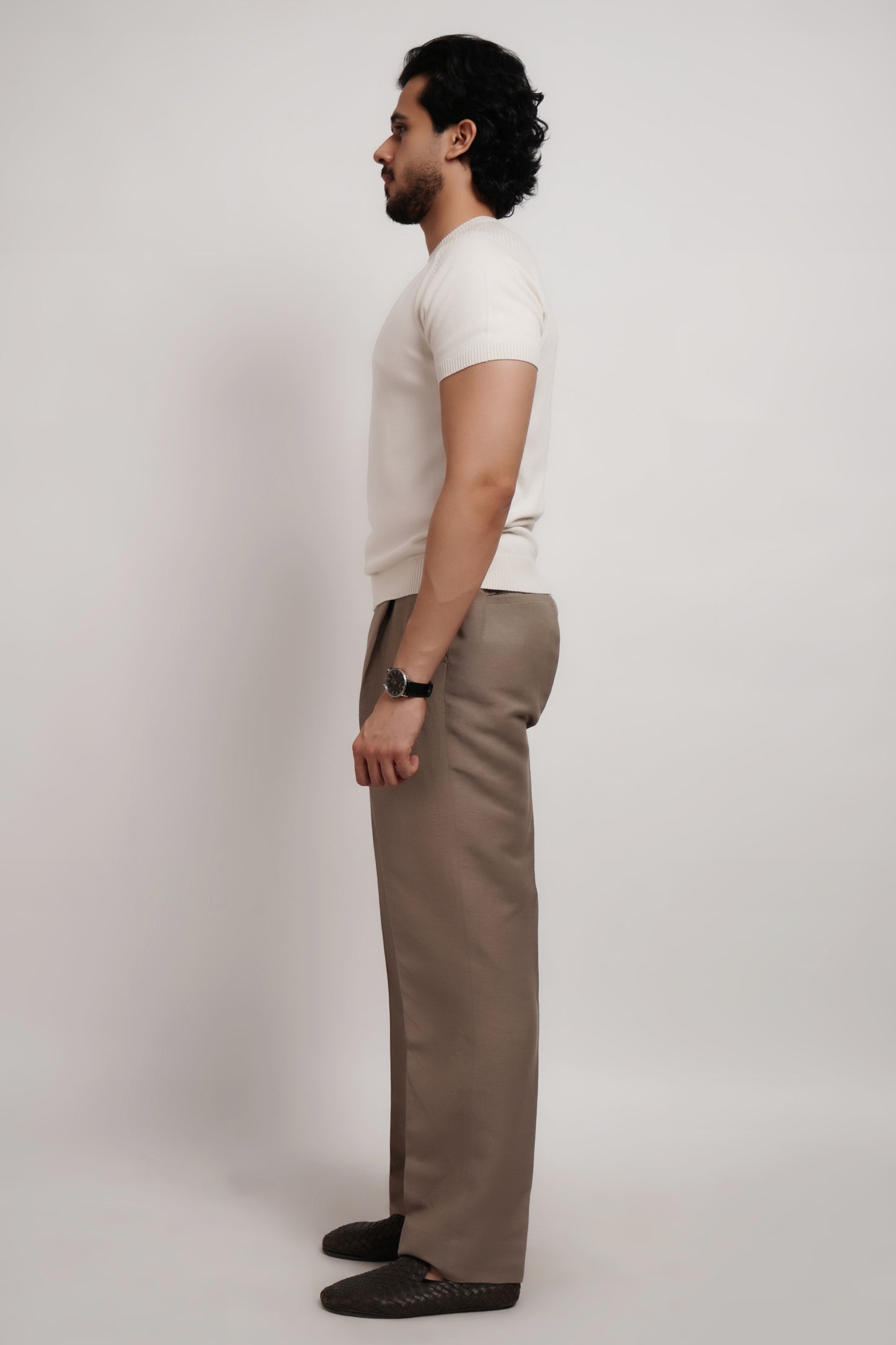 Ivory Bamboo Cotton Crewneck Knitted T-shirt