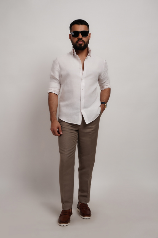 Sage Green Linen Viscose Italian Trouser