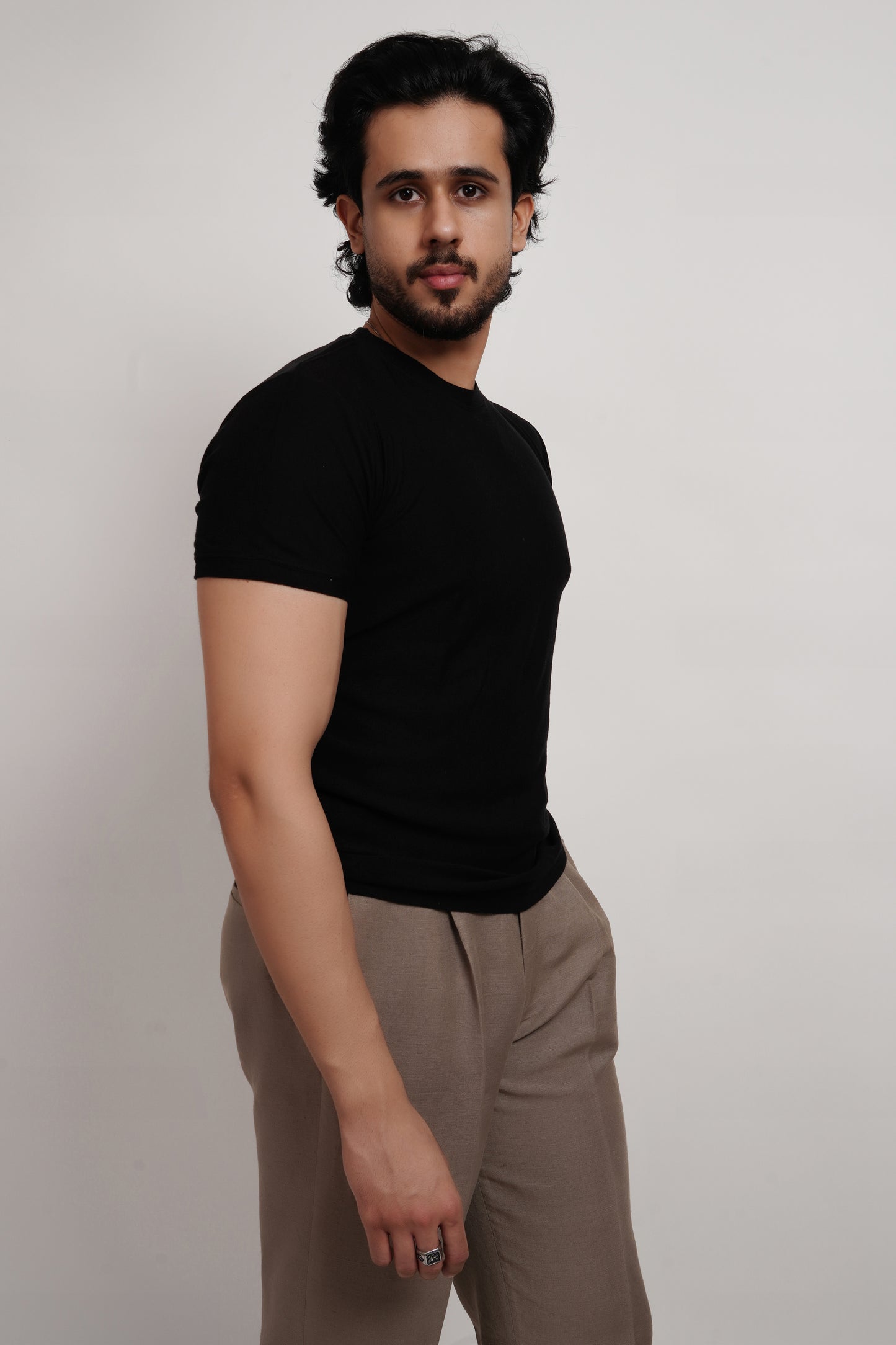 Bamboo Terry Brush Crewneck Black T-shirt