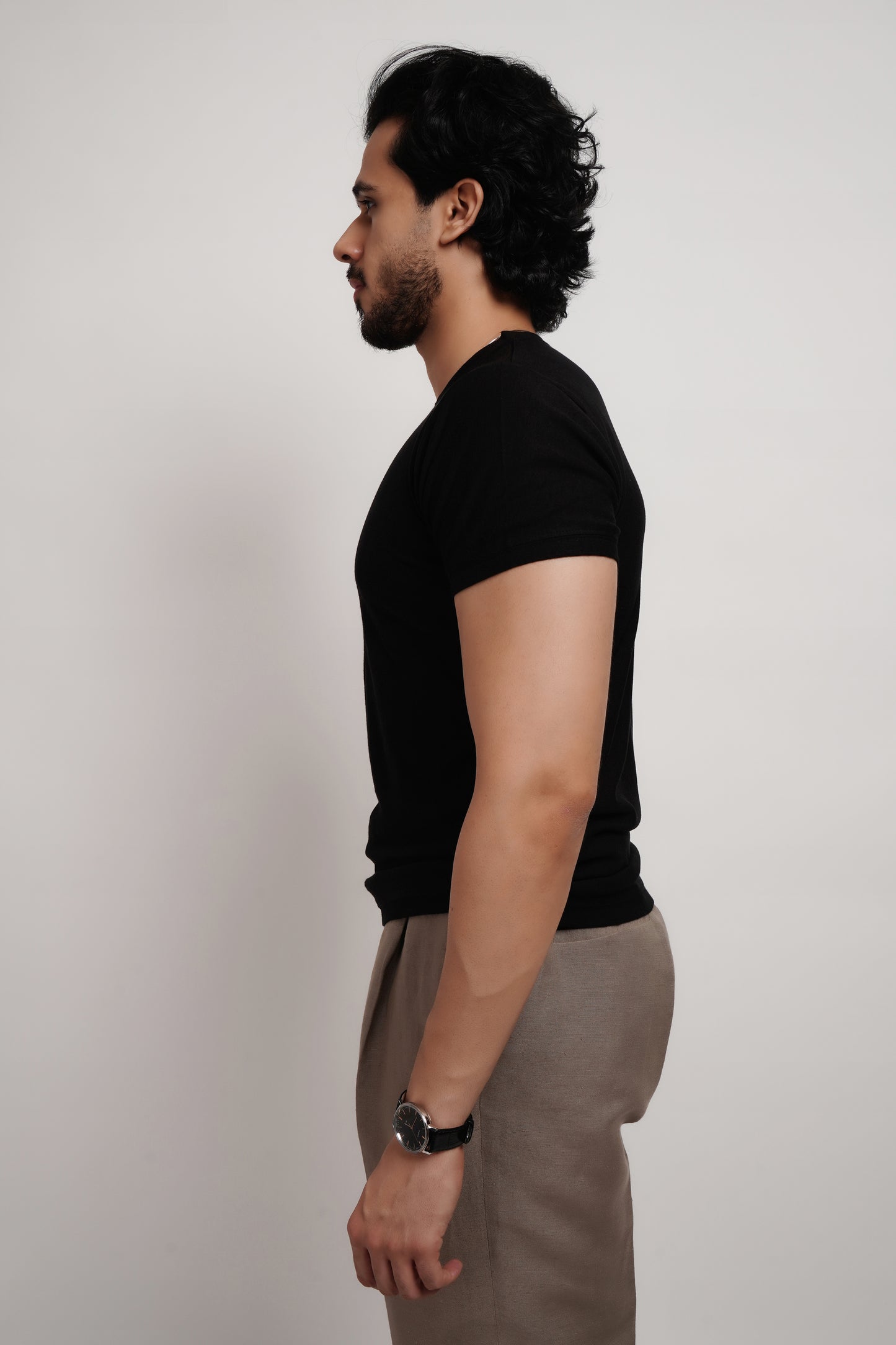 Bamboo Terry Brush Crewneck Black T-shirt