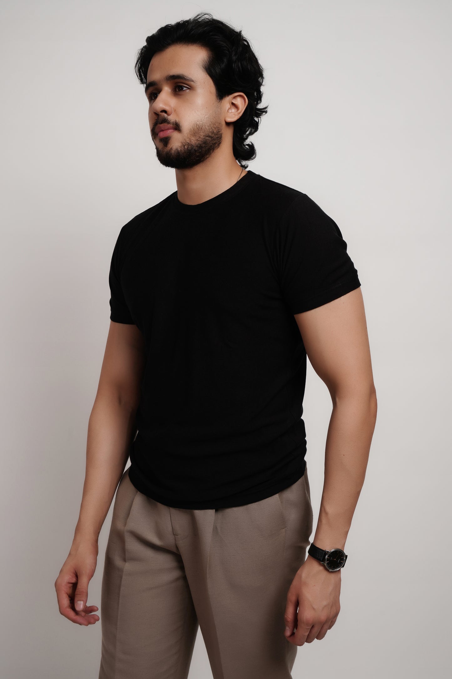 Bamboo Terry Brush Crewneck Black T-shirt