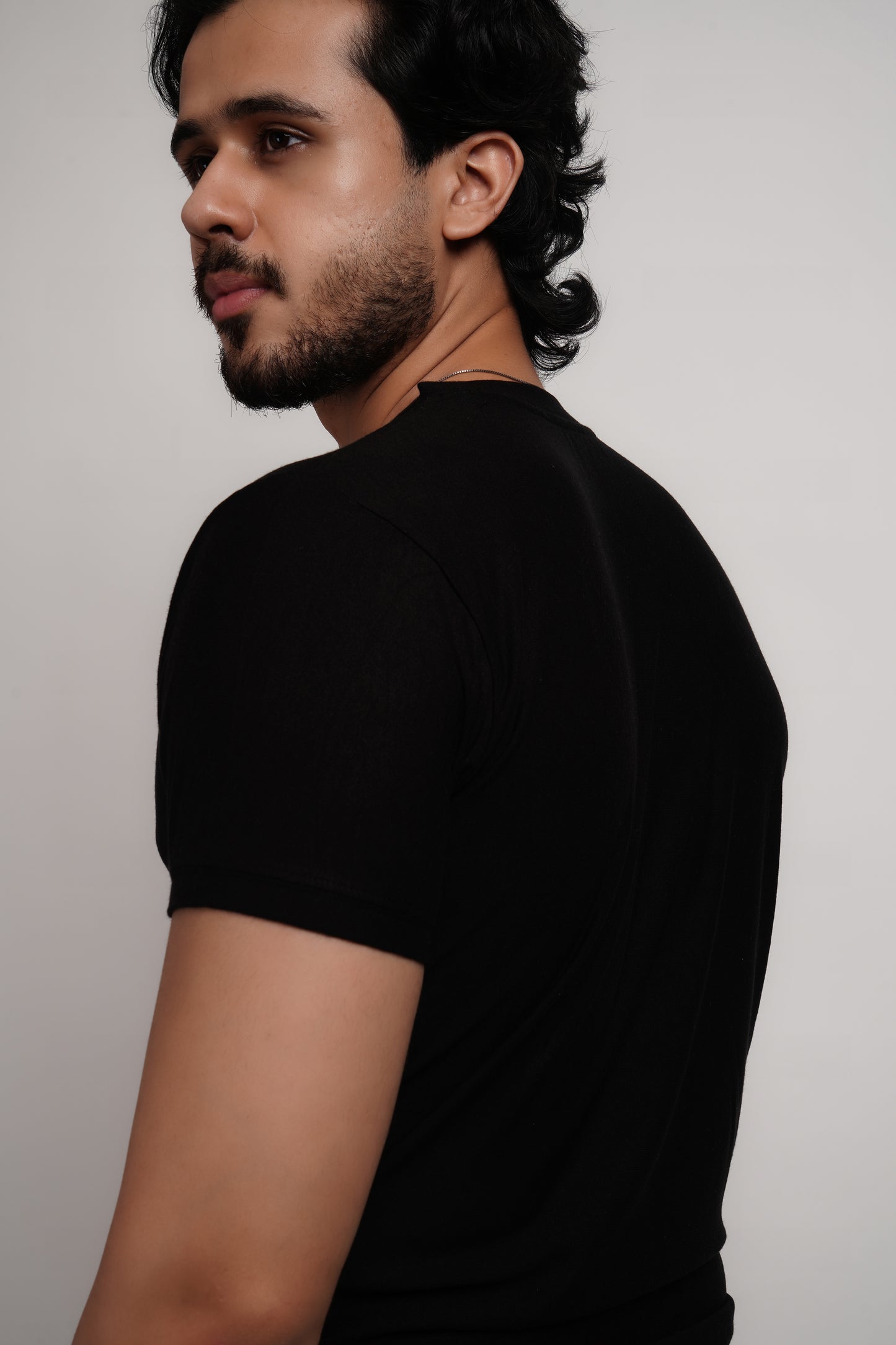 Bamboo Terry Brush Crewneck Black T-shirt