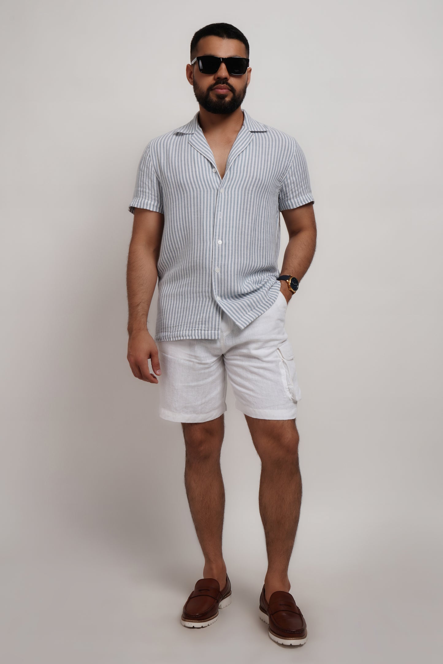 White Linen Shorts
