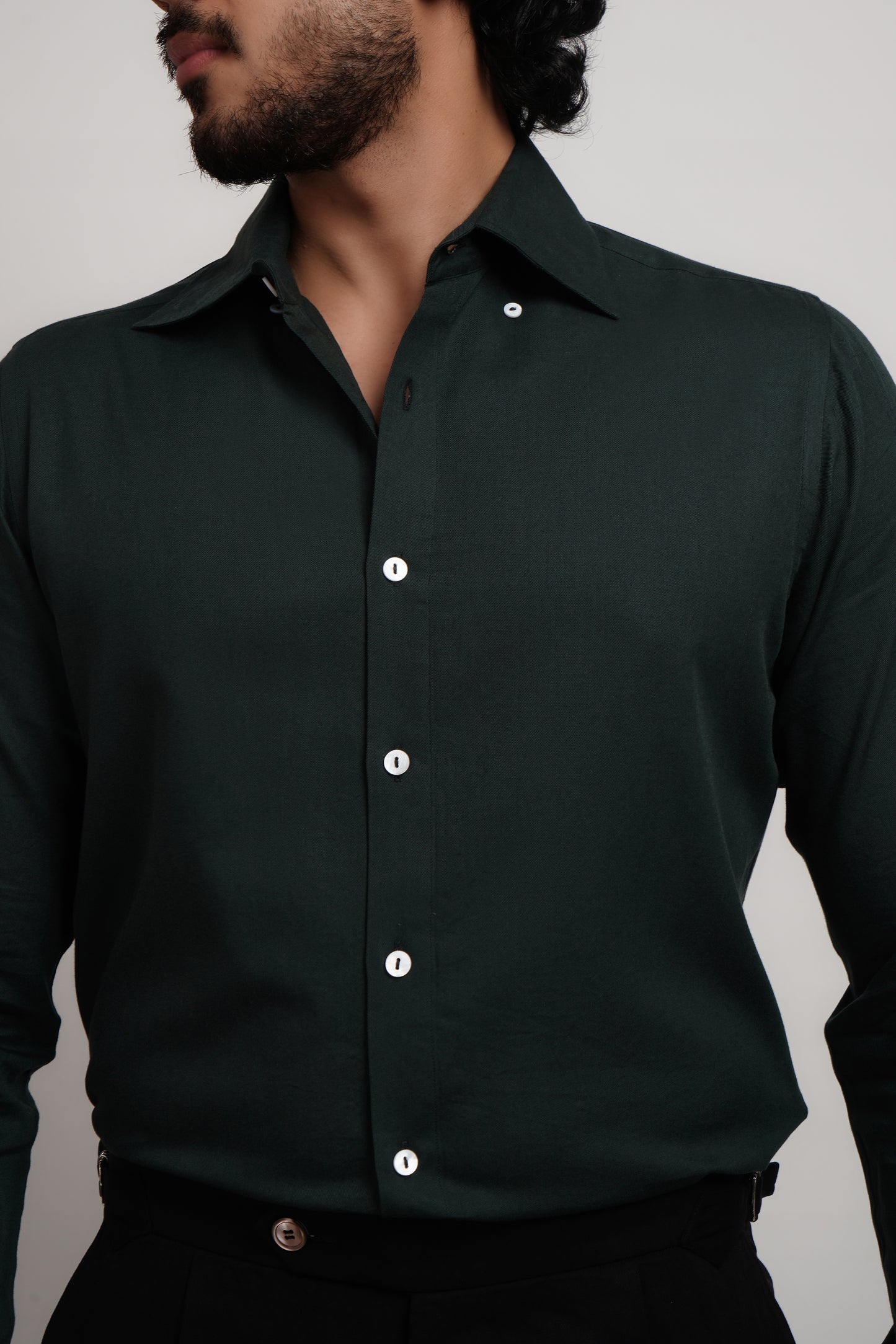 Green Tencel Classic Shirt