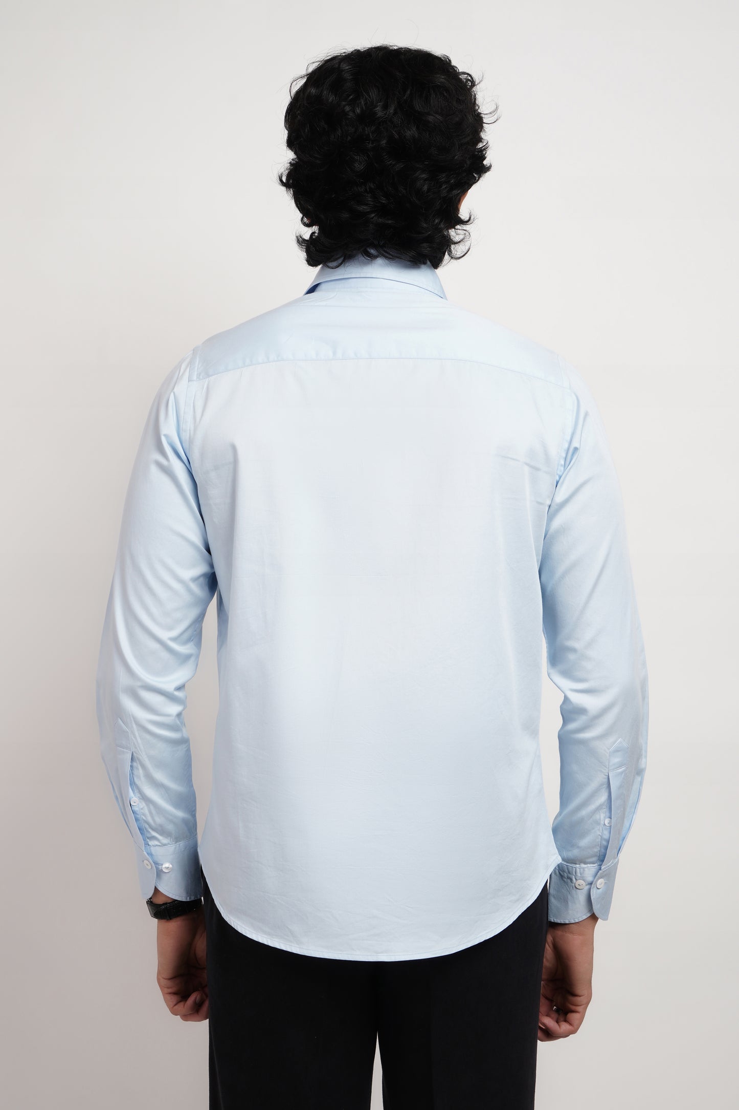 Summer Blue Saten Cotton Classic Shirt