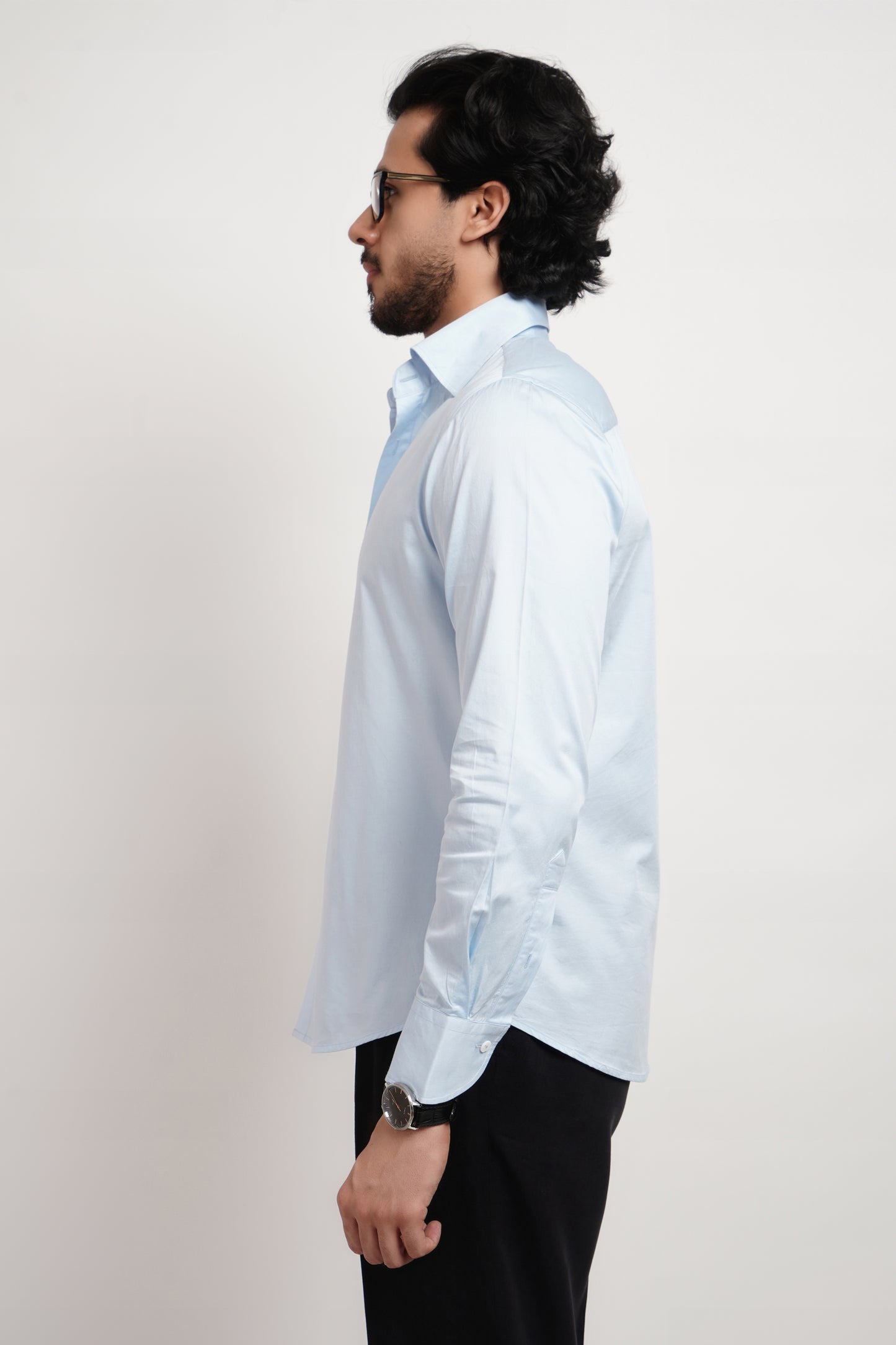 Summer Blue Saten Cotton Classic Shirt