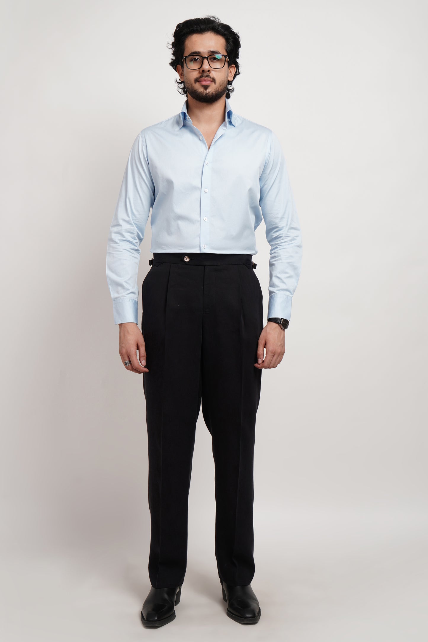 Summer Blue Saten Cotton Classic Shirt