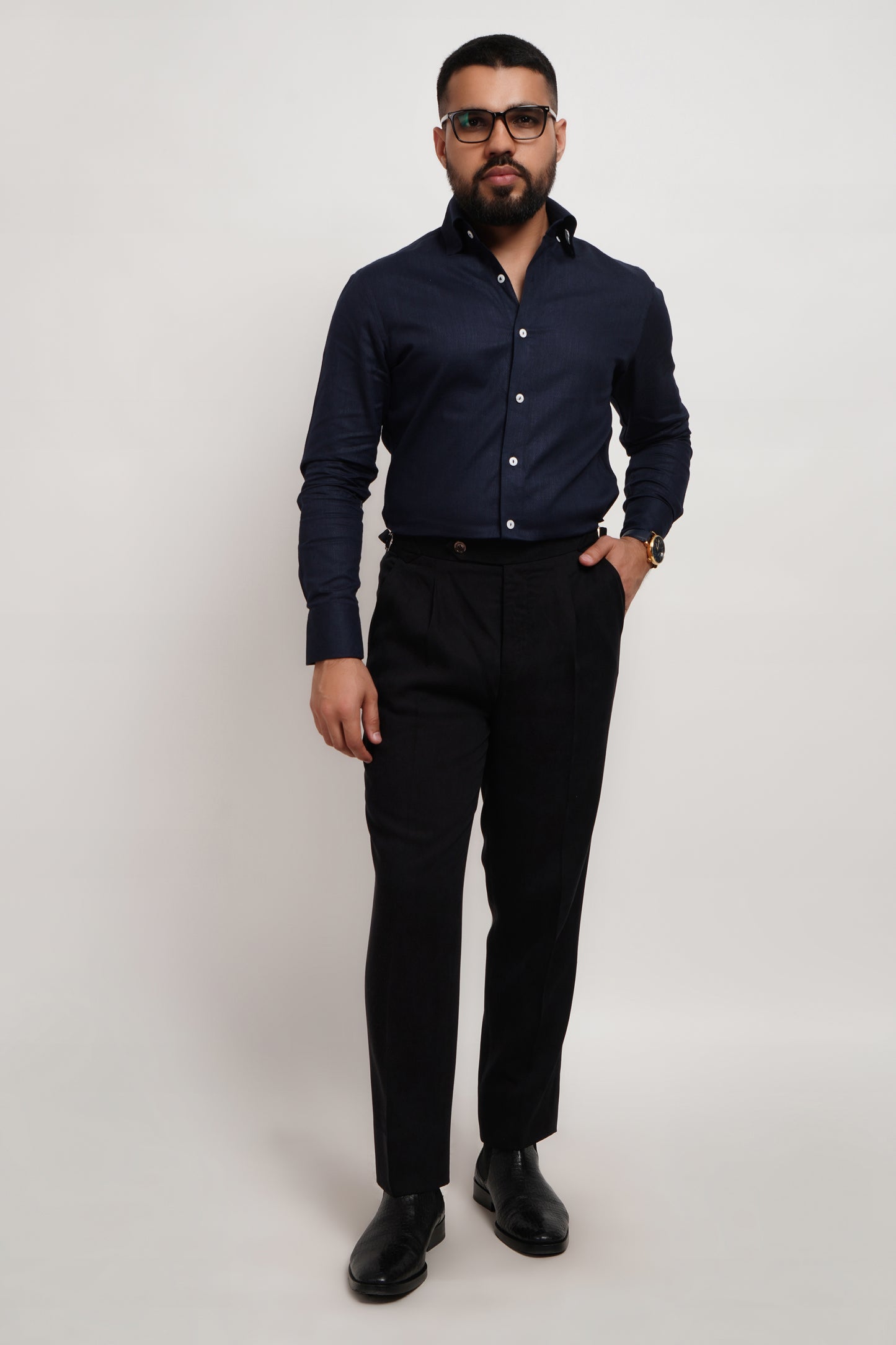 Navy Blue Dobby Classic Shirt
