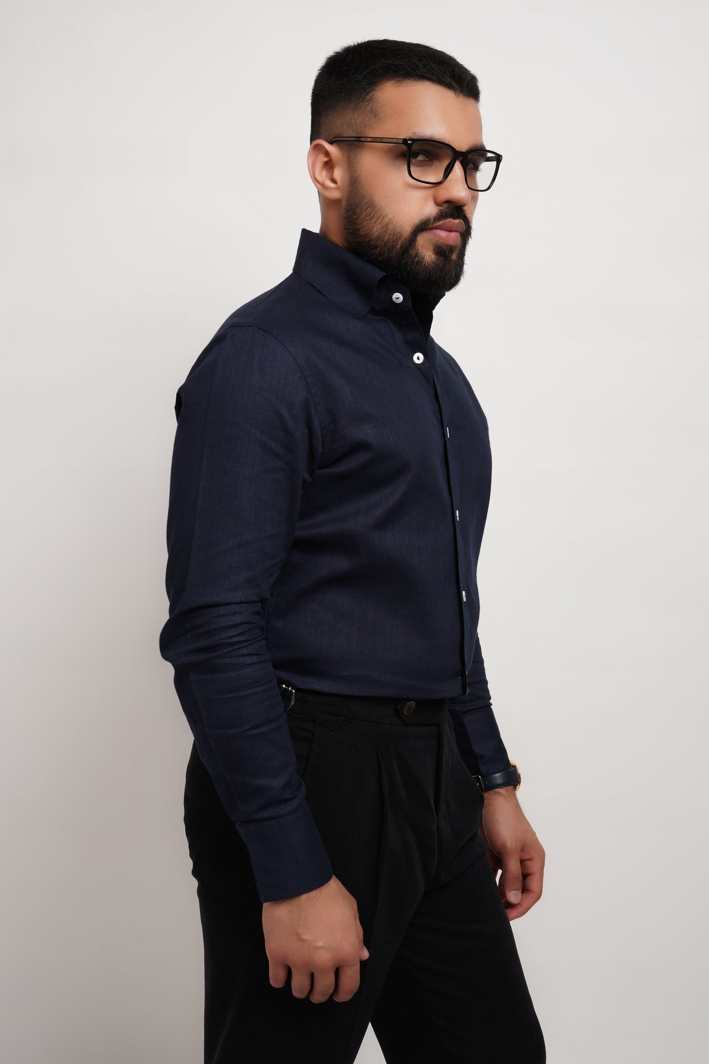 Navy Blue Dobby Classic Shirt