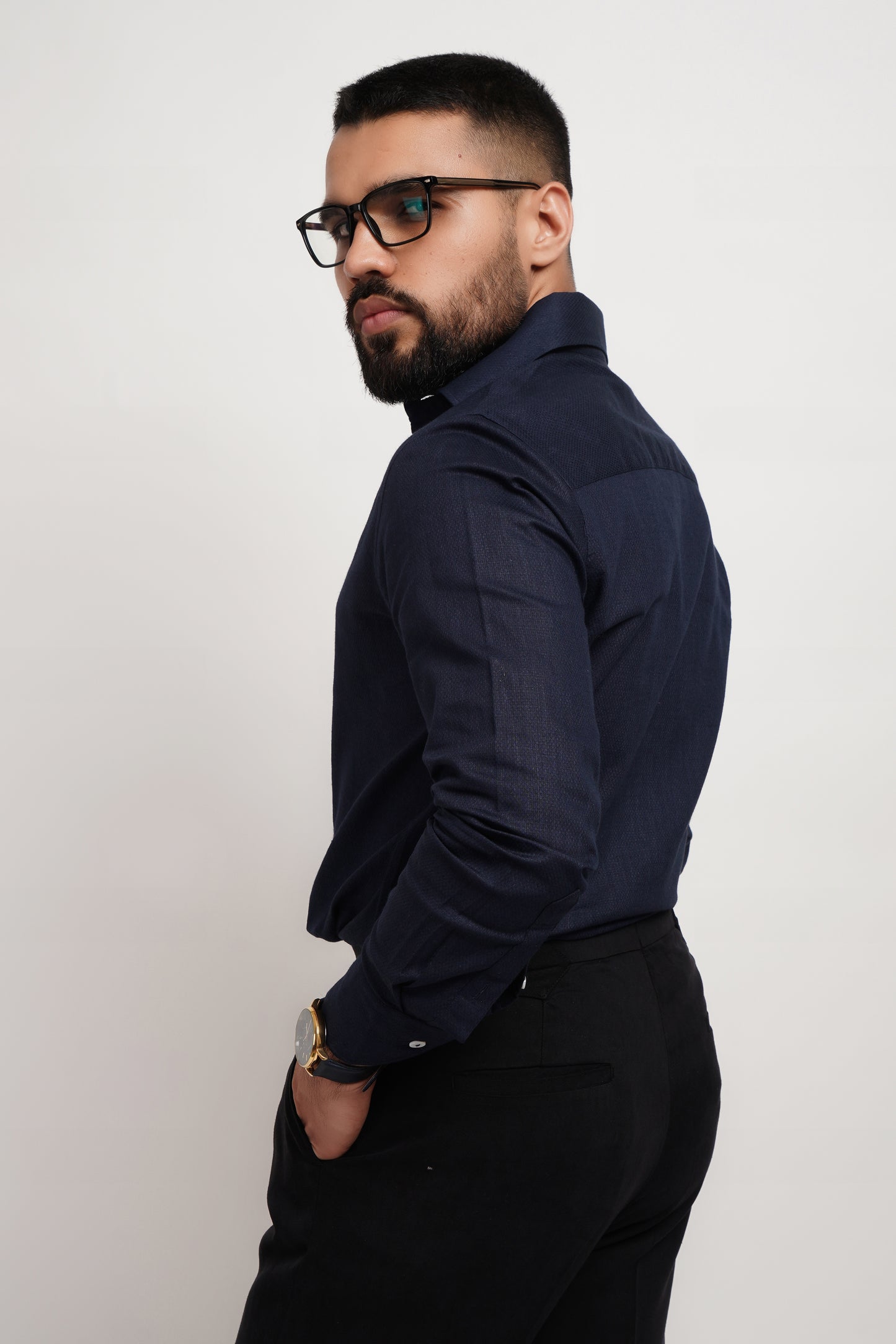 Navy Blue Dobby Classic Shirt
