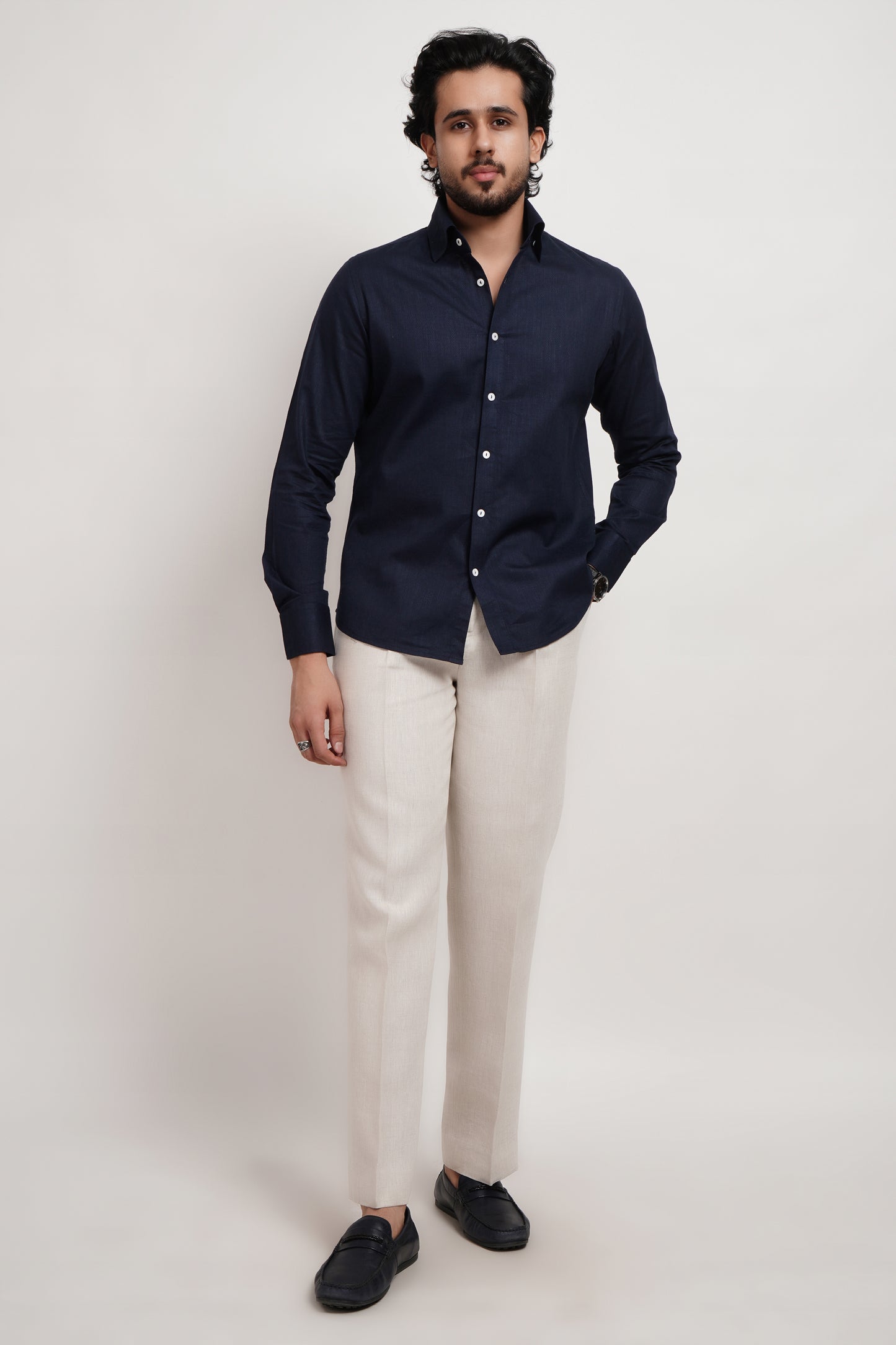 Navy Blue Dobby Classic Shirt