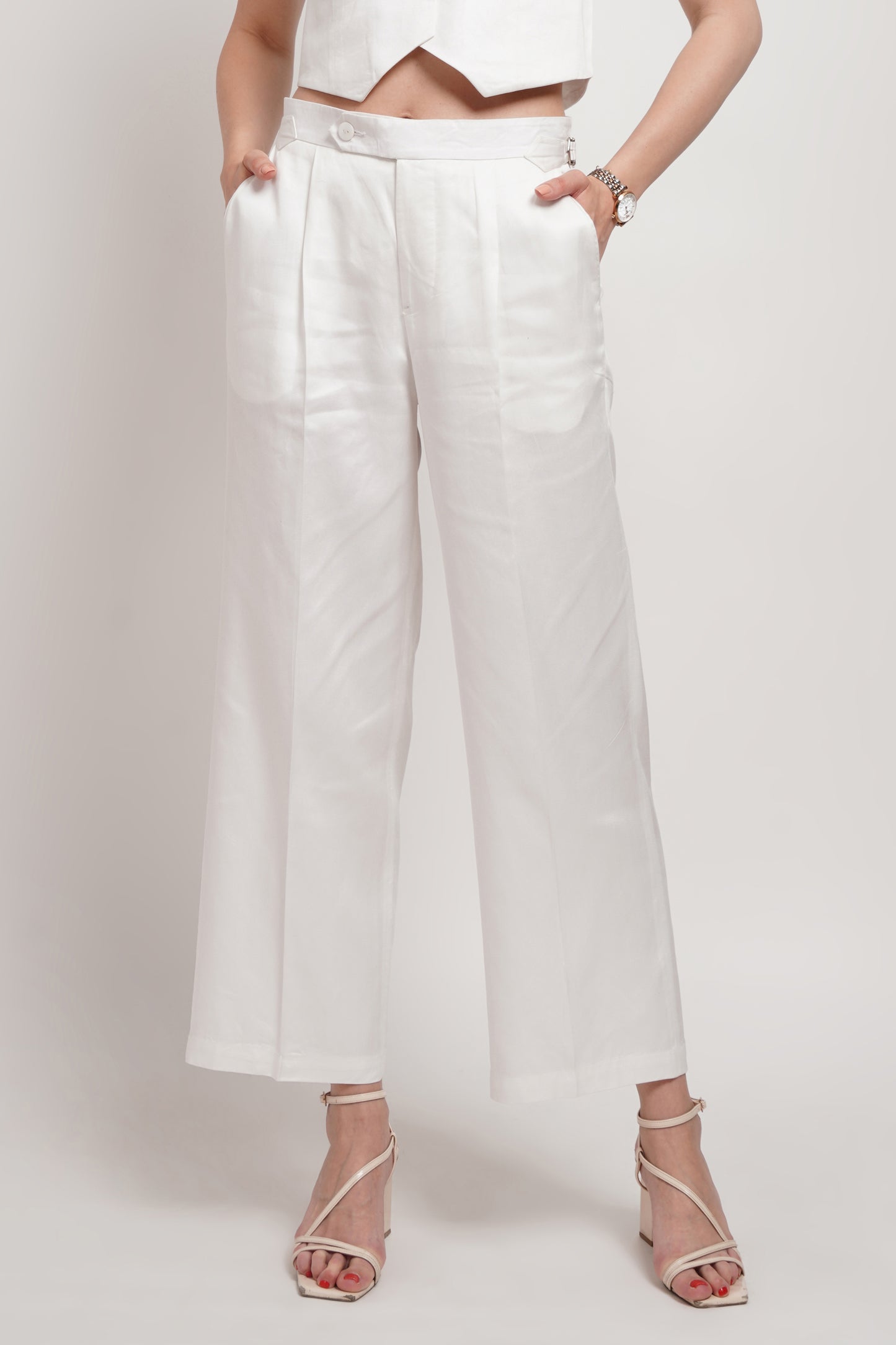 White Tencel Italian Wide Leg Pant