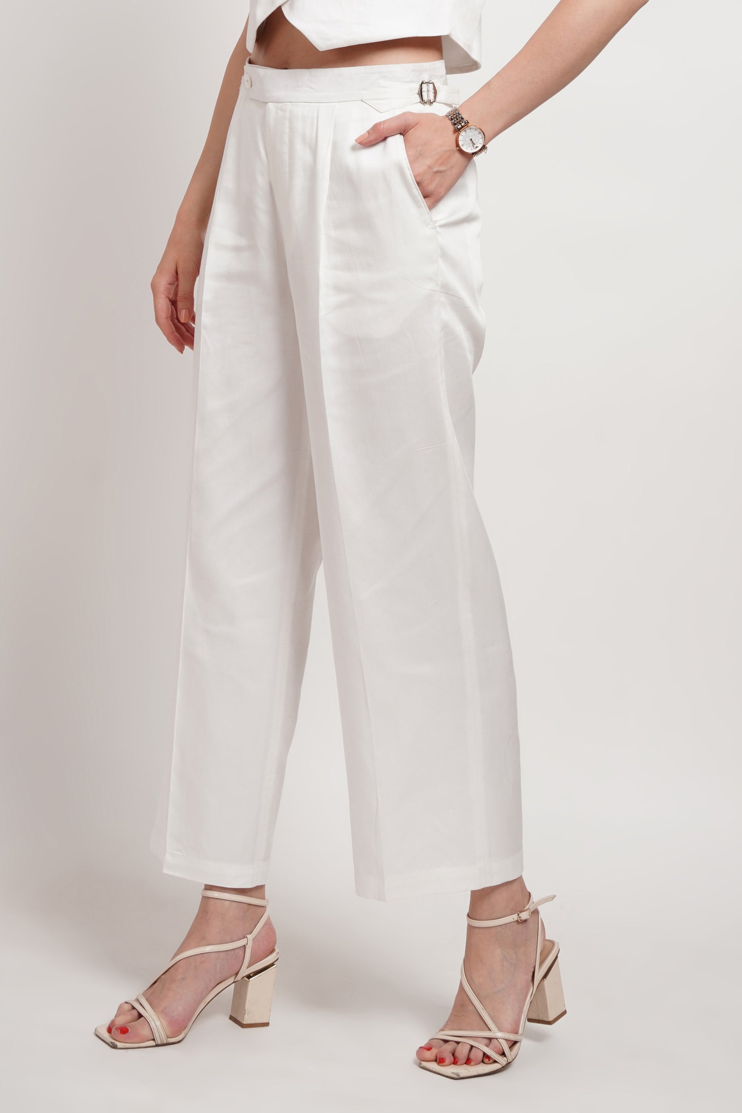 White Tencel Italian Wide Leg Pant