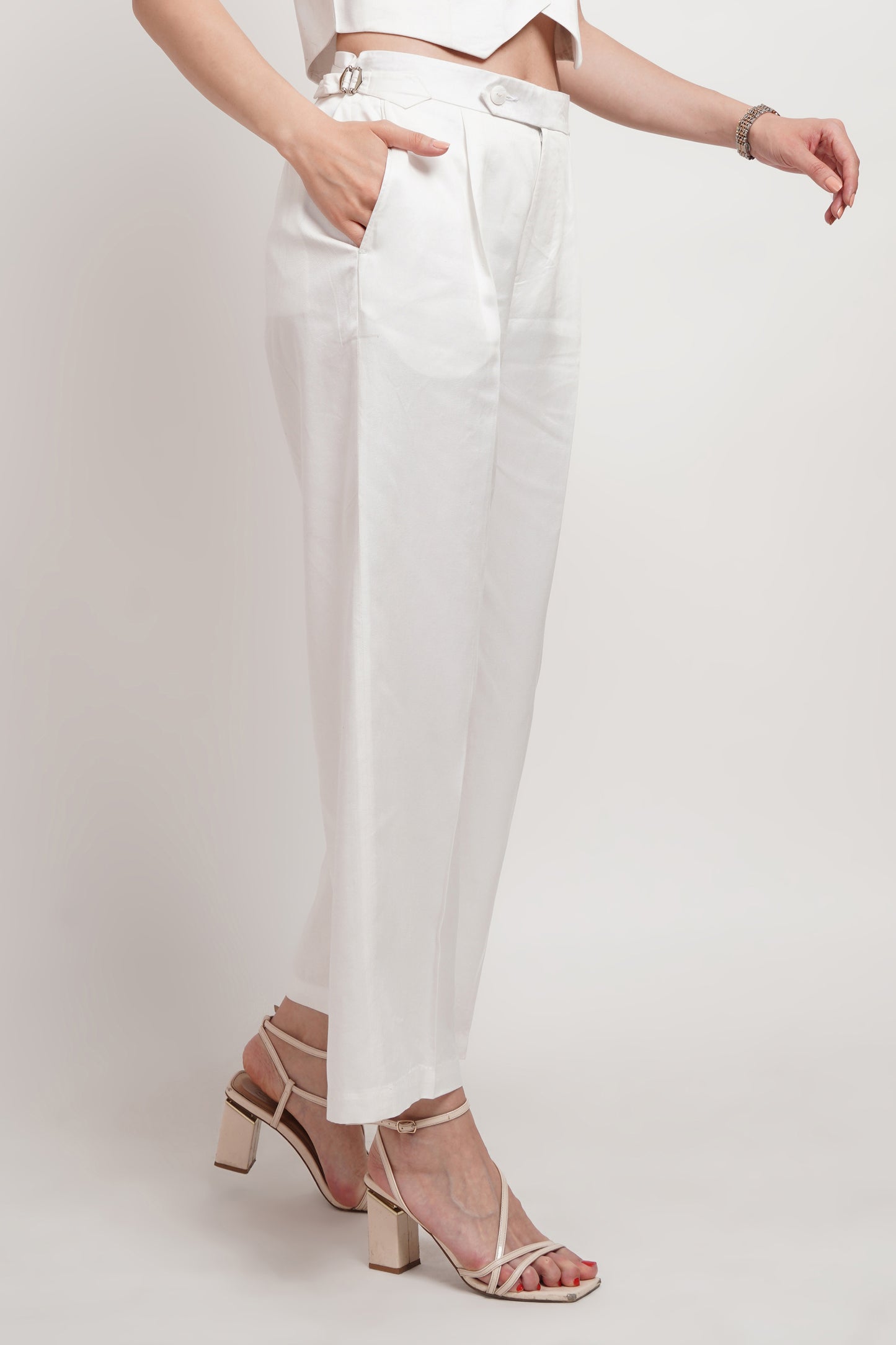 White Tencel Italian Wide Leg Pant
