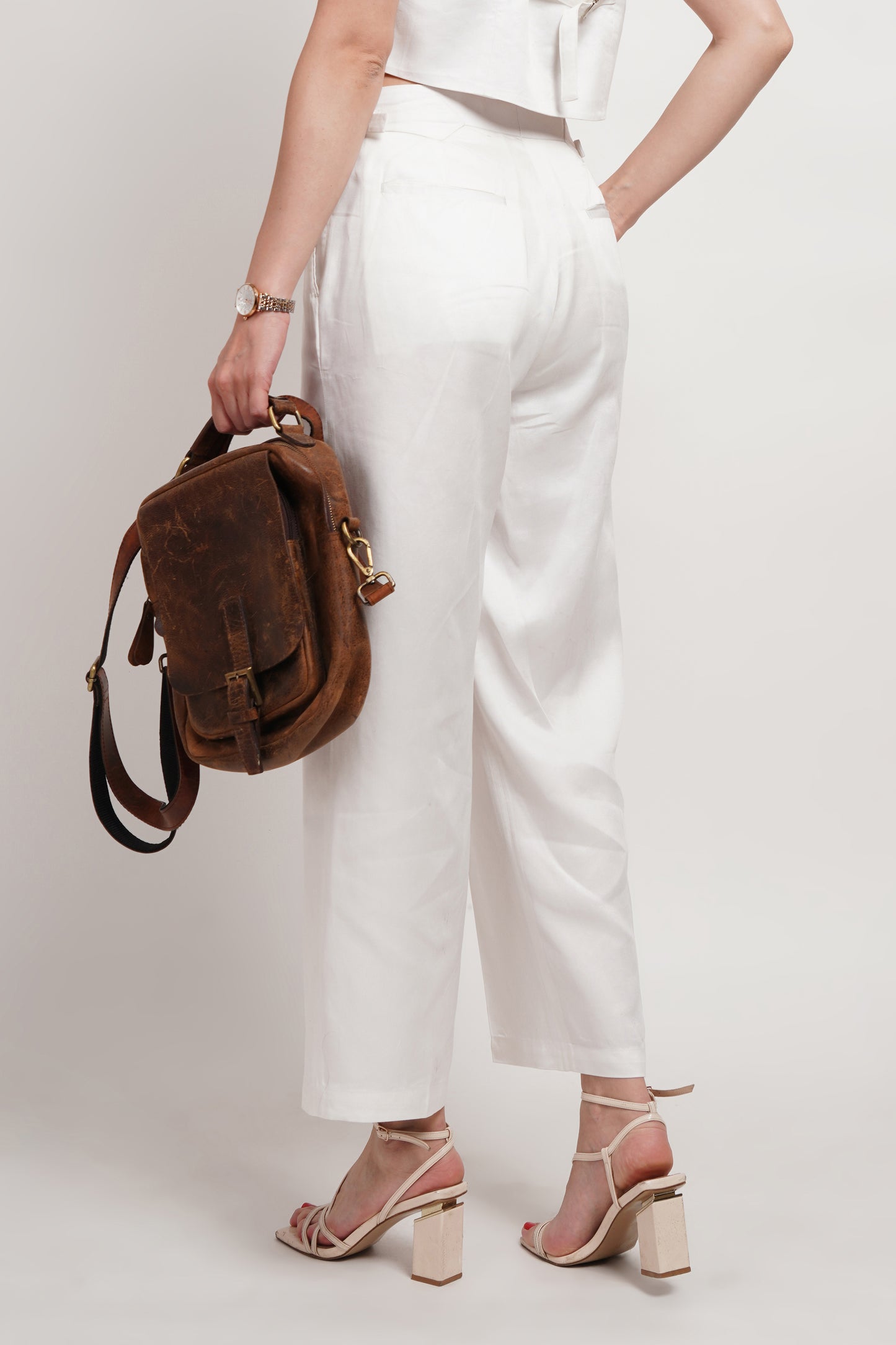 White Tencel Italian Wide Leg Pant