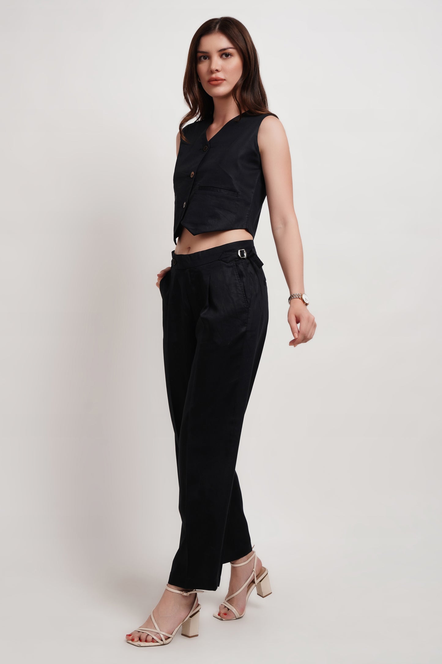 Black Tencel Italian Wide Leg Pants