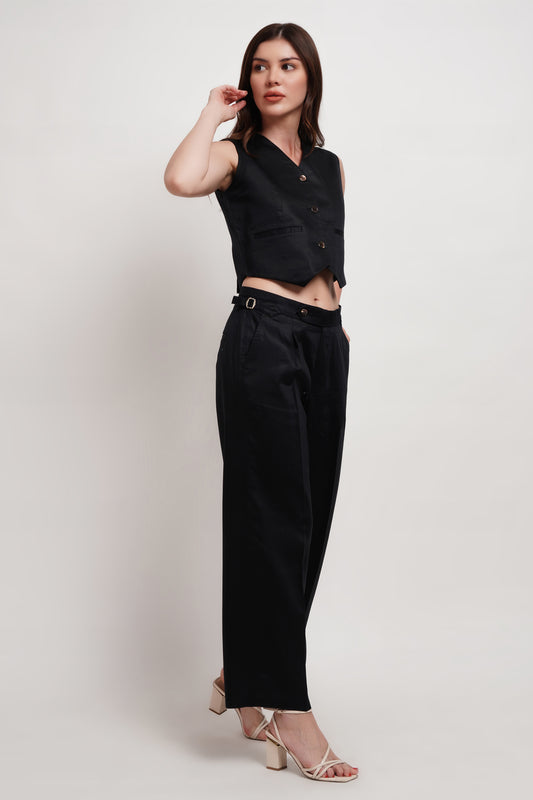 Black Tencel Italian Wide Leg Pants