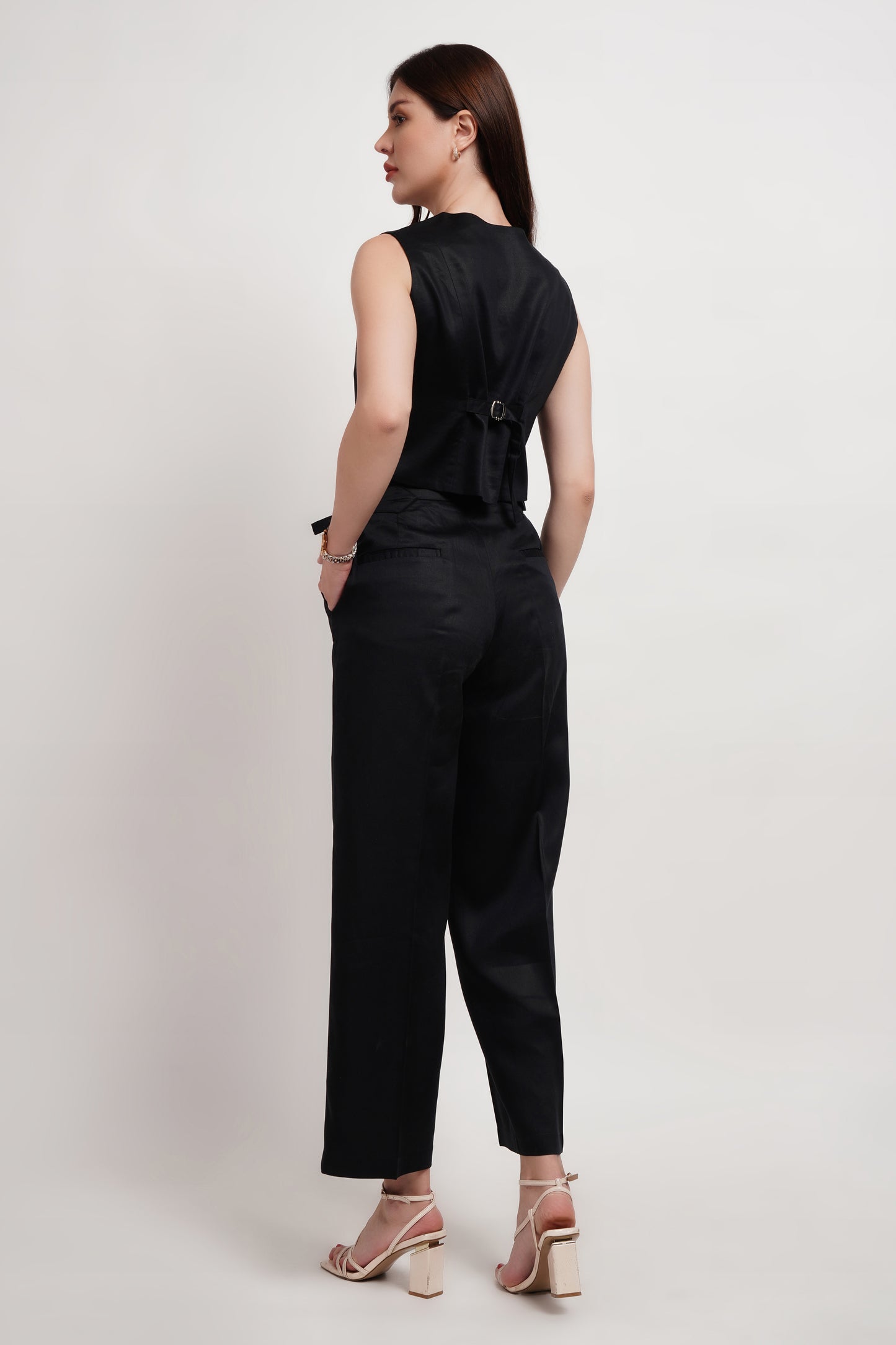 Black Tencel Italian Wide Leg Pants