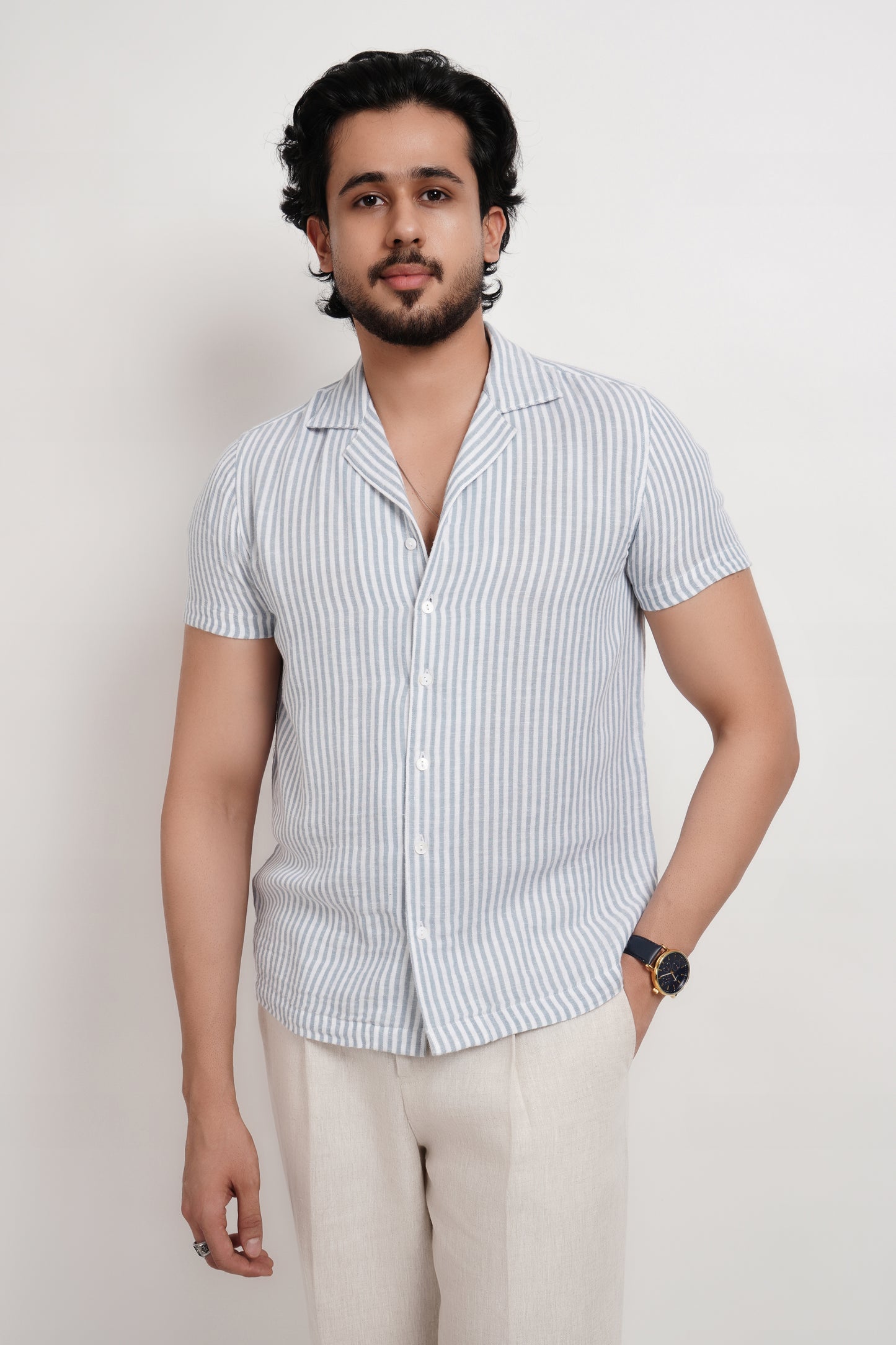 Blue Stripe Double Gauze Shirt