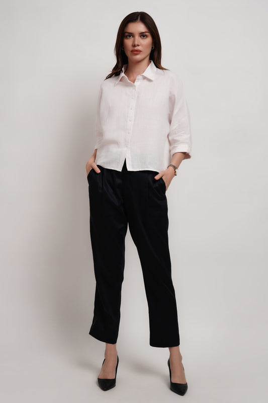 Pink Linen Crop Kimono Shirt