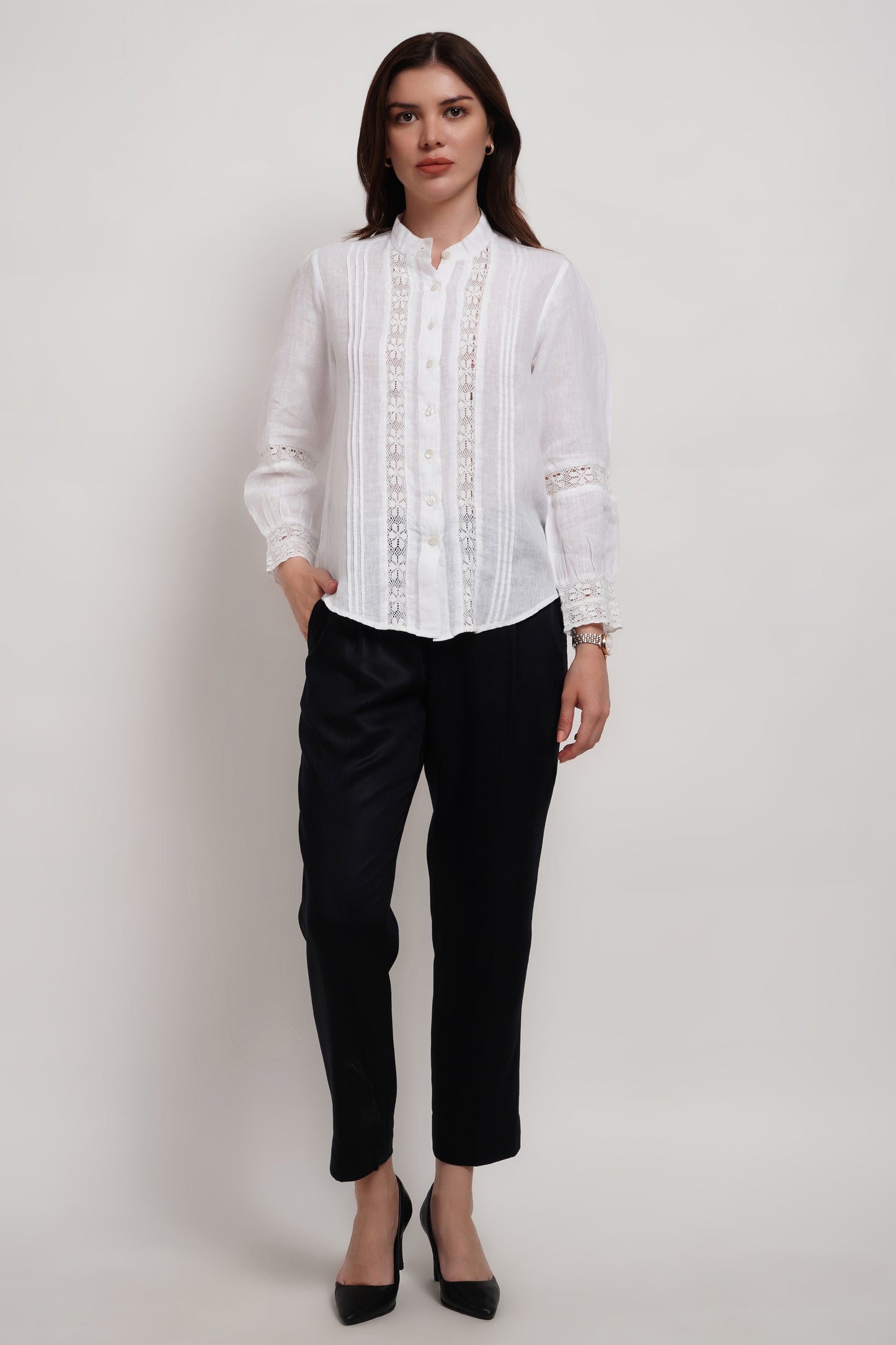 Classic Linen Crochet Shirt