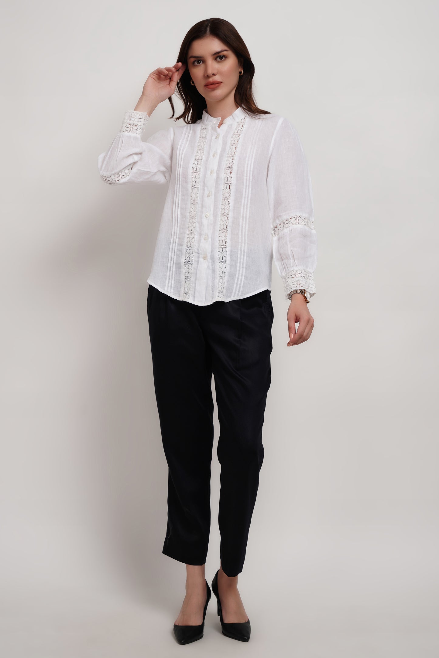Classic Linen Crochet Shirt