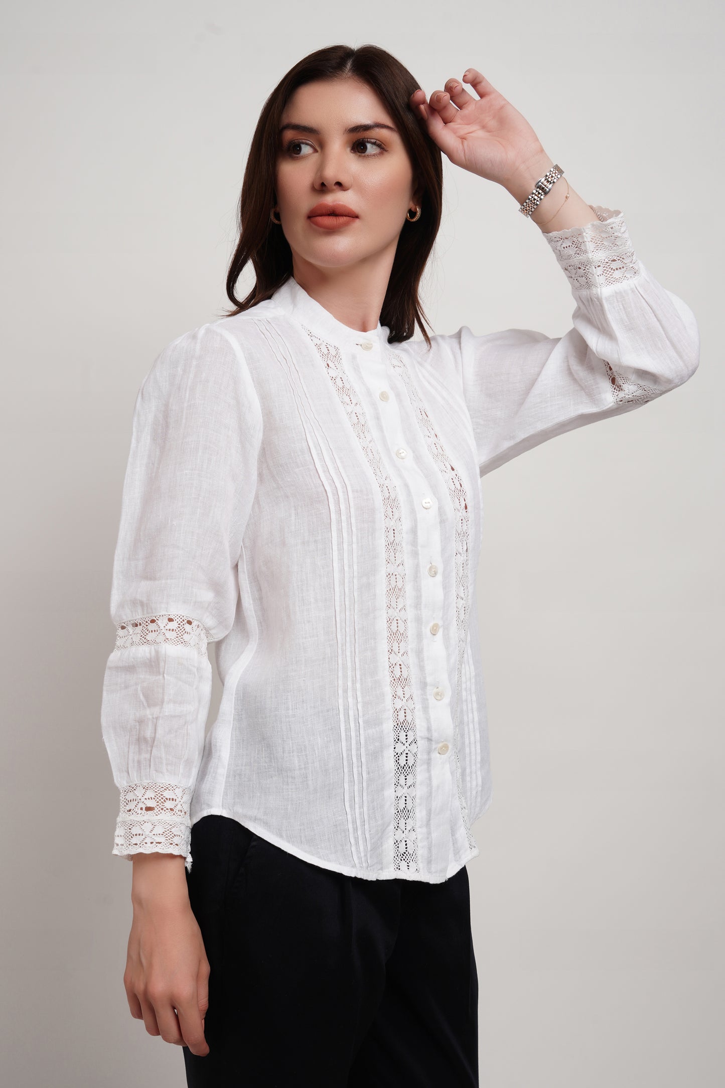 Classic Linen Crochet Shirt