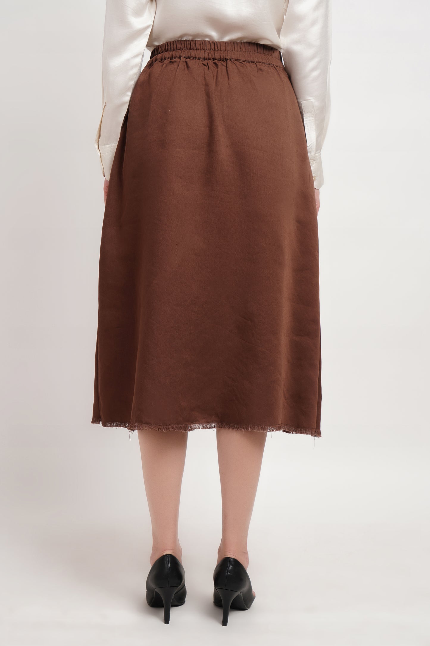 Brown Tencel Buttondown Skirt