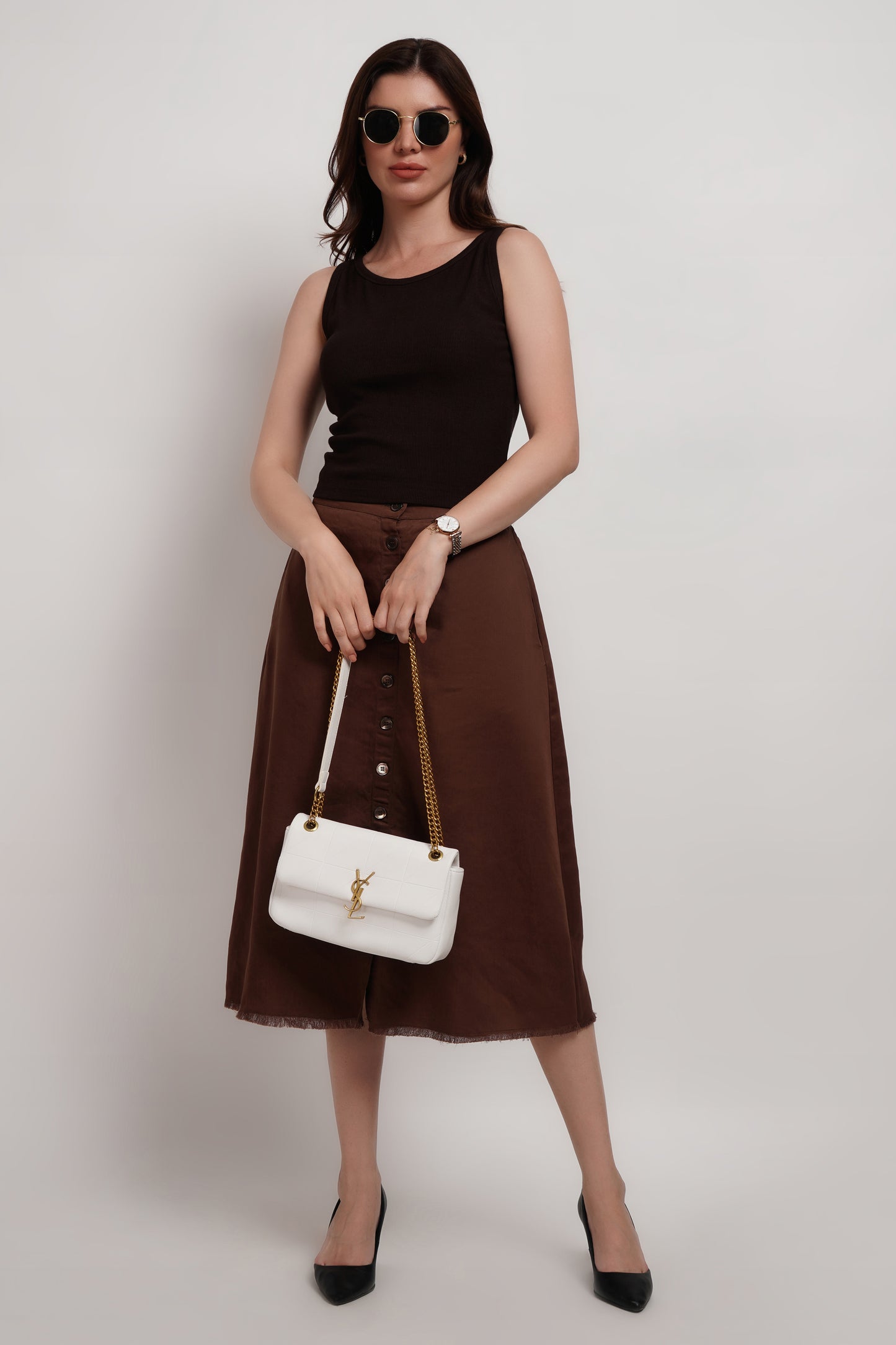 Brown Bamboo Ribbed Tank top