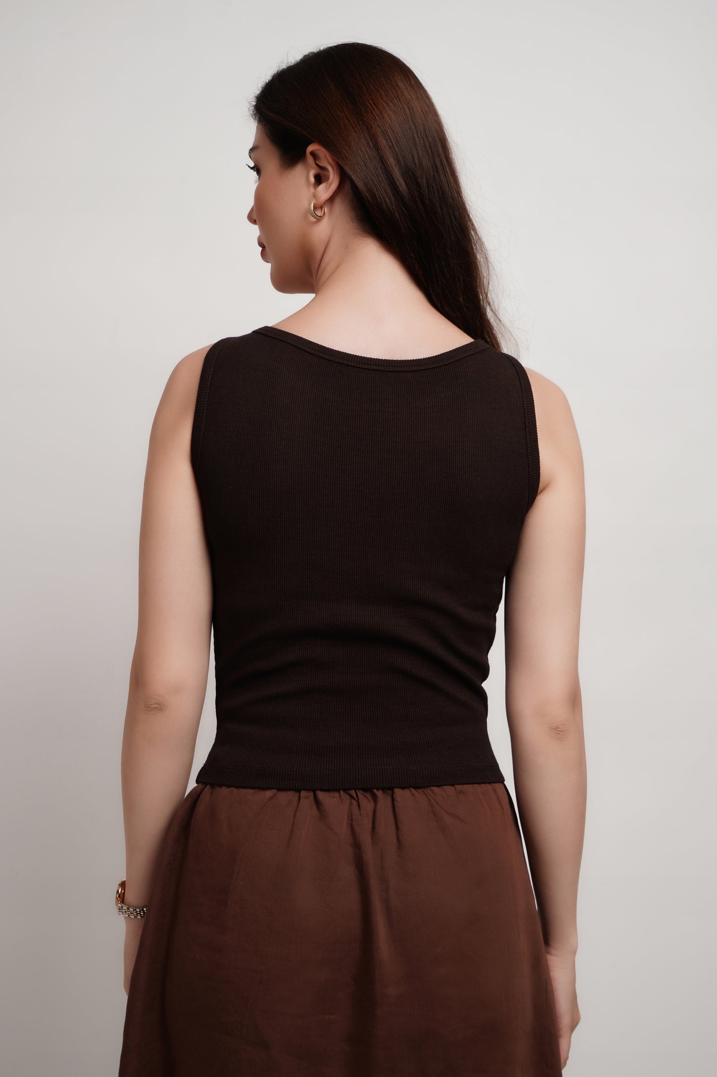 Brown Bamboo Ribbed Tank top