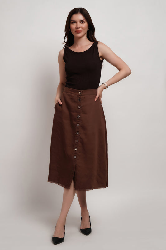 Brown Bamboo Ribbed Tank top