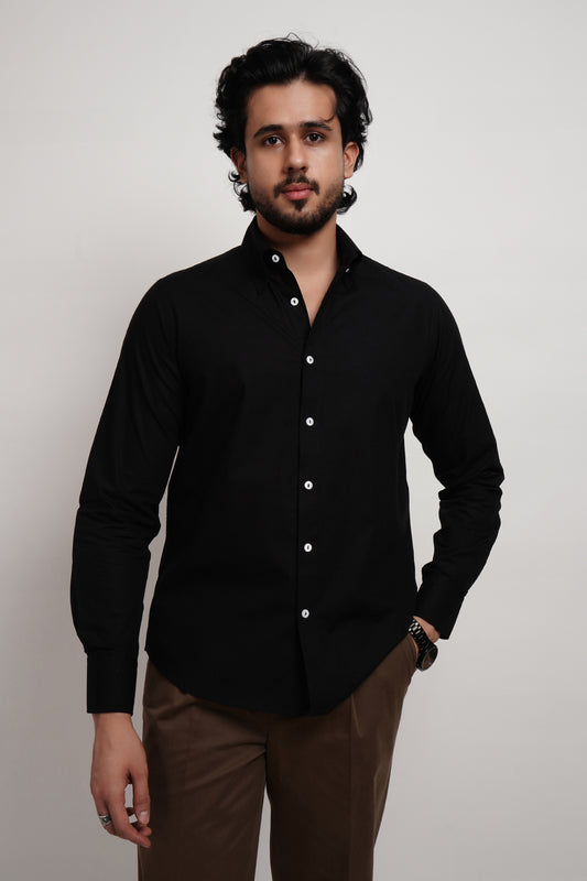 Black Poplin Classic Shirt