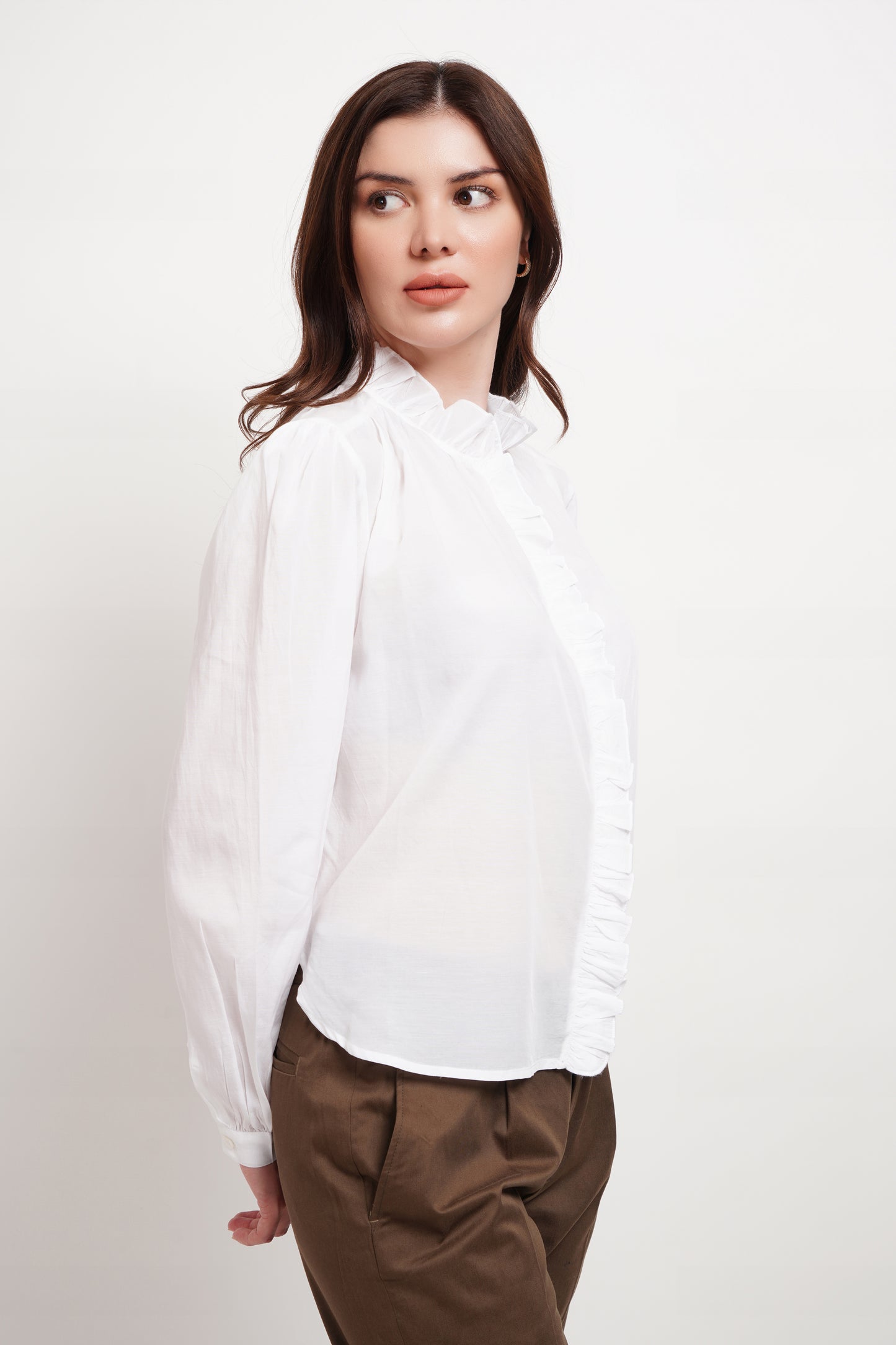 Sheer White Ruffle Shirt